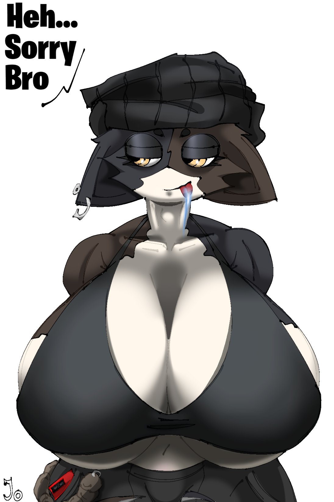 anthro, anthro only, big breasts, breast expansion, chug jug, expansion, fortnite, implied breast expansion, meow skulls (fortnite), sports bra, tongue out, what do i type