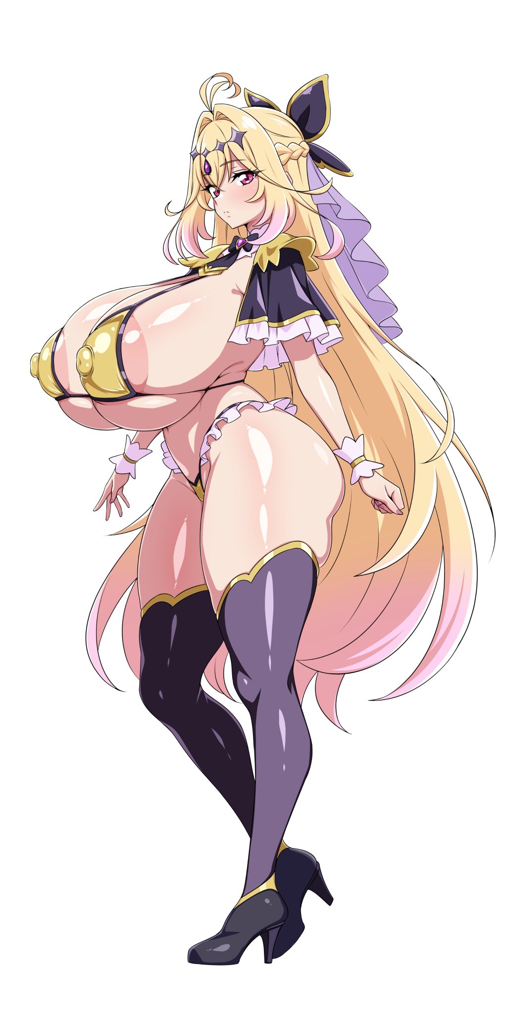 big areola, big ass, big breasts, big nipples, bikini, cure arcana shadow, huge areolae, huge breasts, jabara tornado, meitantei precure!, moria luluka, nipple bulge, precure, pretty cure, toei animation