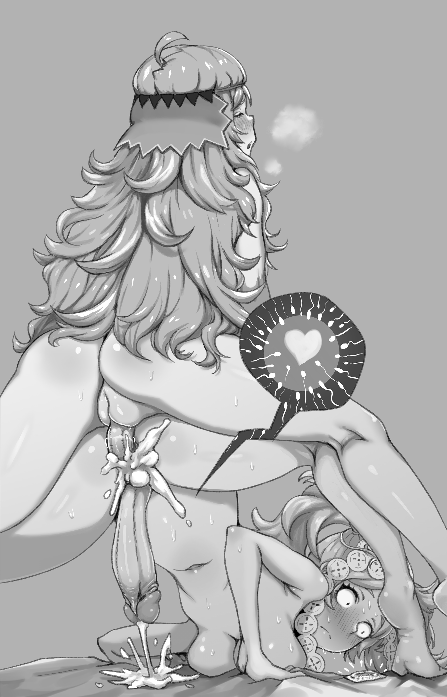 2futas, ass, black and white, condom, cumming inside, cumming while penetrated, damagefloor, doggy style, face down ass up, fire emblem, fire emblem awakening, fire emblem fates, from behind, futa on futa, futanari, grandmother and granddaughter, impregnated by futa, impregnation, incest, incest impregnation, intersex, lissa (fire emblem), nintendo, o.o, ophelia (fire emblem), realization, unused condom, wide eyed