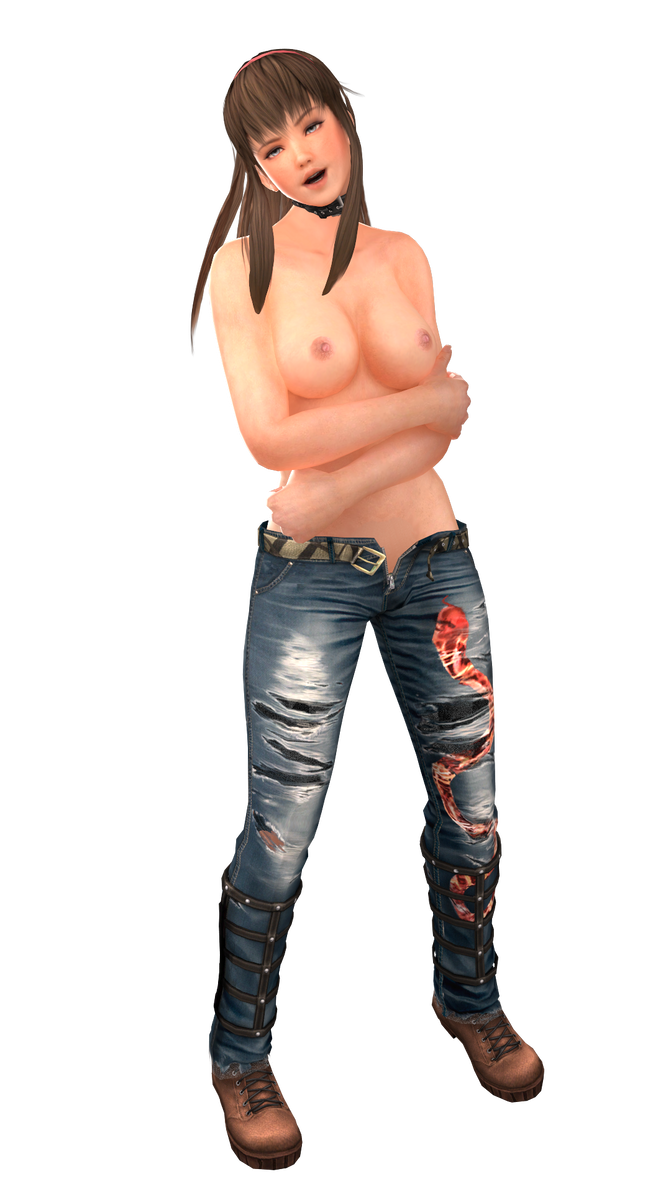 3d belt_jeans brown_hair brown_shoes dead_or_alive dead_or_alive_5 grey_eyes hitomi_(doa) open_mouth render standing that-damn-hitomi-guy transparent_background unzipped_pants