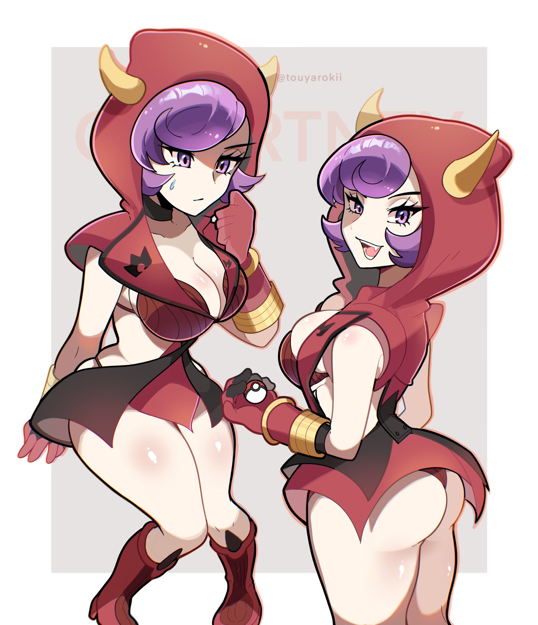 1girls, ass, breasts, courtney (pokemon oras), courtney (pokemon), female, female focus, female only, game freak, large breasts, light skin, light-skinned female, looking at viewer, nintendo, pokemon, pokemon oras, solo, team magma, thick thighs, thighs, touyarokii, wide hips