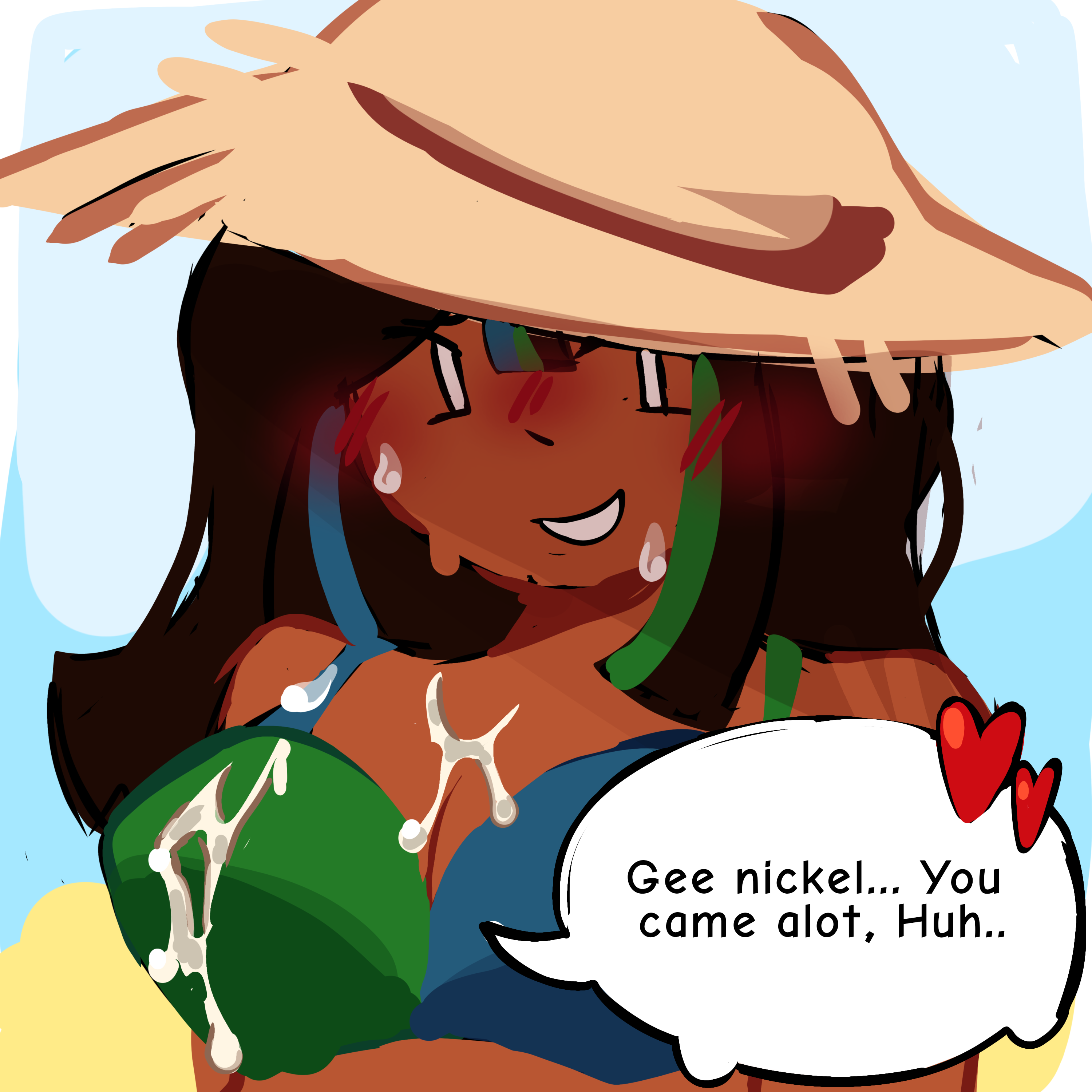 1boy, 1girls, battle for dream island, big breasts, book (bfdi), breasts, cum on breasts, female, gijinka, male, nickel (bfdi), object shows, pagepuppy