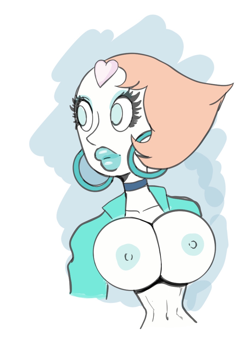 annon, big lips, bimbo, bimbo lips, bimbofied, breasts, breasts out, female, hoop earrings, hourglass figure, hourglass figured female, jacket, jacket only, jacket open, nipples, pearl (steven universe), sketch, skinny female, solo, solo female, steven universe, tits out, white skin, white skinned female