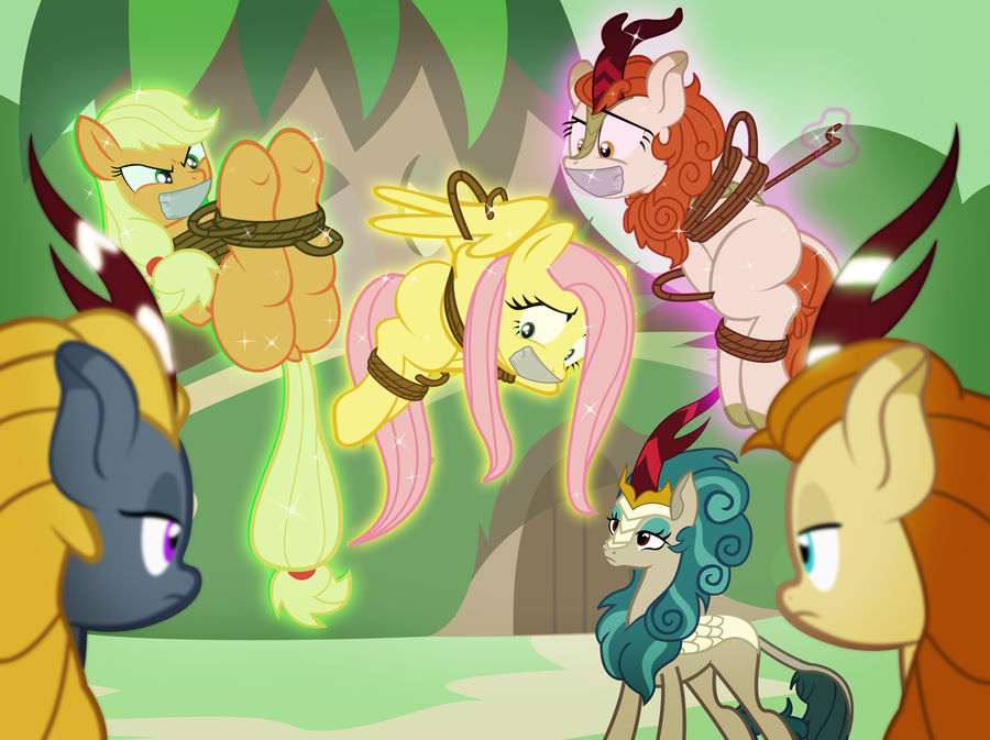 2018 angry anthro applejack_(mlp) autumn_blaze_(mlp) bondage bound domination equine female female_domination femdom femsub fluttershy_(mlp) friendship_is_magic gag gagged group hands_behind_back horse kirin levitation magic mammal multiple_subs my_little_pony pegasus pony queen_rain_shine_(mlp) radiantrealm rope rope_bondage straight_hair tape tape_gag taped_mouth telekinesis tied_up wings