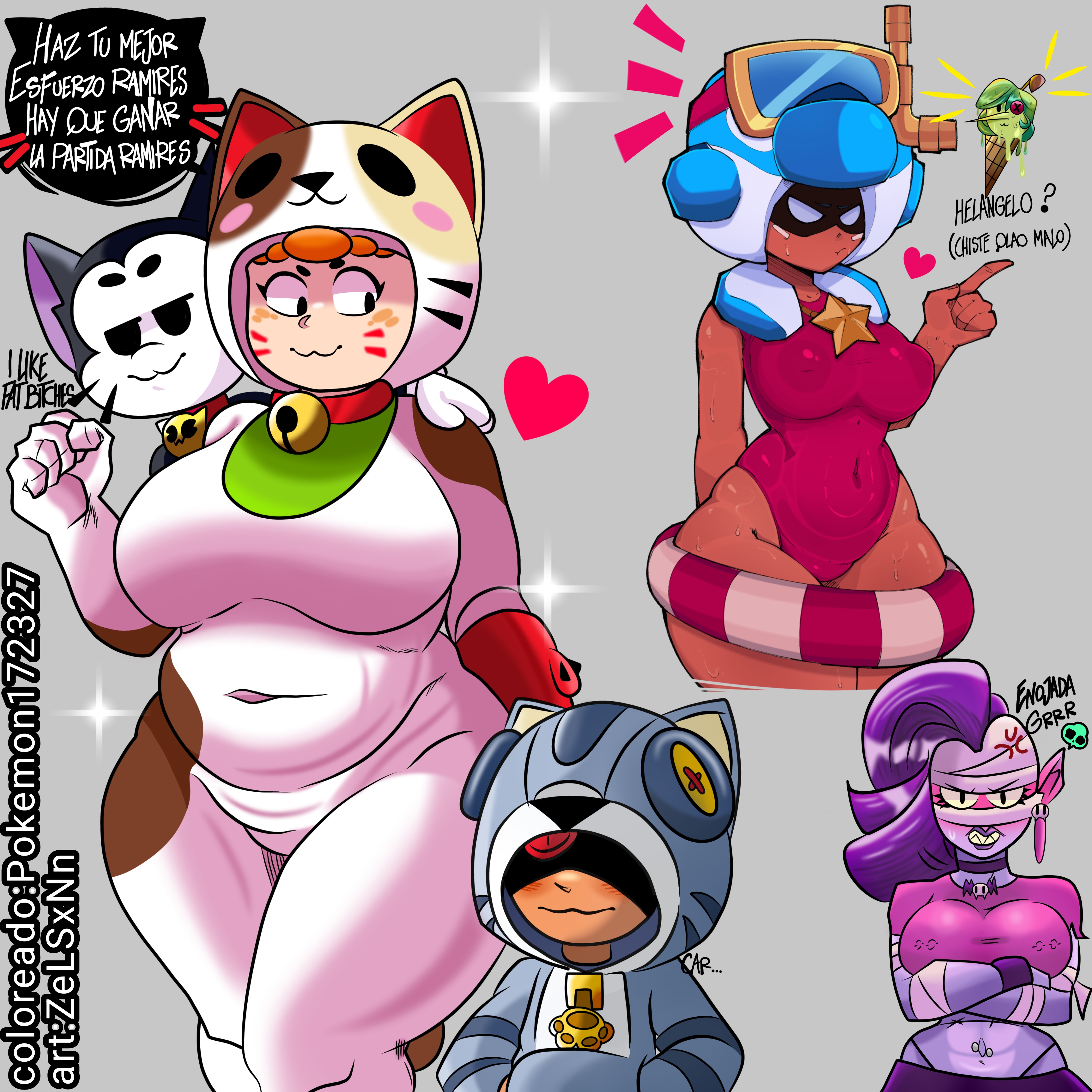 bea (brawl stars), brawl stars, emz (brawl stars), kit (brawl stars), leon (brawl stars), neko bea (brawl stars), nita (brawl stars), pokemon172327, whale watch nita (brawl stars), zelsxnn