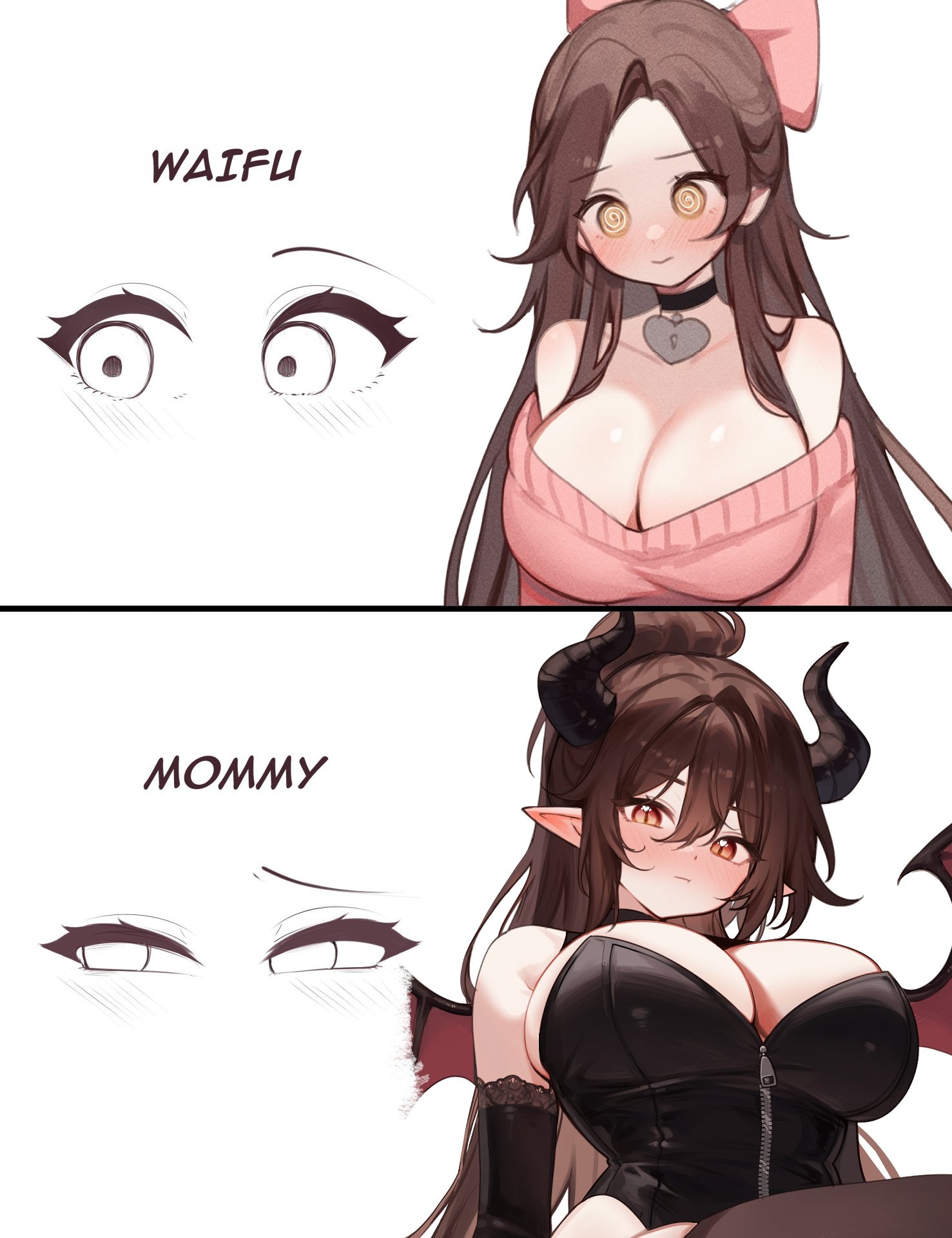 1girls, breasts, english text, female, female focus, female only, indie virtual youtuber, large breasts, light skin, light-skinned female, original, sky (skyaboveme), skyaboveme, solo, succubus, text, thick thighs, thighhighs, thighs, virtual youtuber, waifu mommy (meme), white background, wide hips