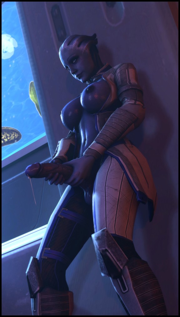 1futa, 3d, alien, alien girl, areolae, asari, big breasts, big penis, blue skin, breasts, busty, cleavage, cum, dickgirl, erection, female, foab30, functionally nude, futa only, futanari, half-dressed, intersex, liara t'soni, looking at viewer, mass effect, masturbation, mostly nude, nipples, penis, precum, solo, standing