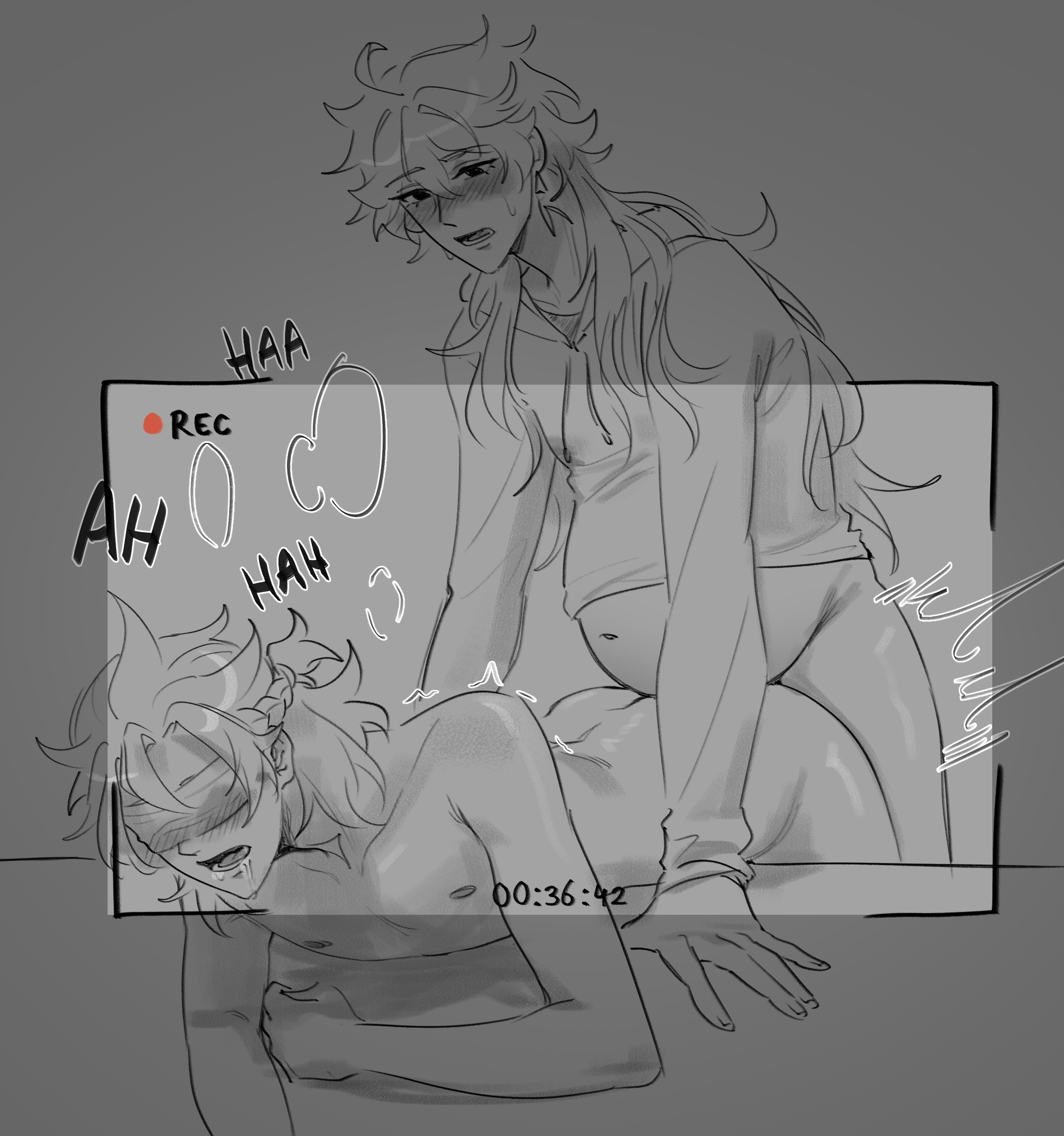 aether (genshin impact), albedo (genshin impact), blindfold, camboy, genshin impact, lactation, male, male pregnancy, mpreg, pregnancy, pregnant, pregnant male, pregnant sex, recording, yaoi