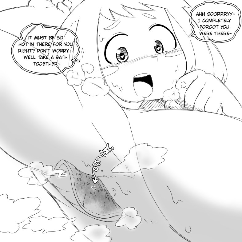 1girls, 2d, armpit fetish, ass, ass focus, ass slam, black and white, boku no hero academia, breasts, chubby female, dialogue, female, flustered, giantess, gtstamago, large breasts, larger female, mature female, micro, monochrome, musk clouds, my hero academia, ochako uraraka, size difference, smaller sub, sweat, sweaty