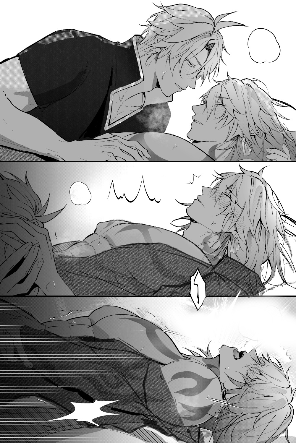 anal, anal sex, blowjob, gay, greyscale, honkai: star rail, male, monochrome, mydei (honkai: star rail), phaidei (honkai: star rail), phainon (honkai: star rail), yaoi