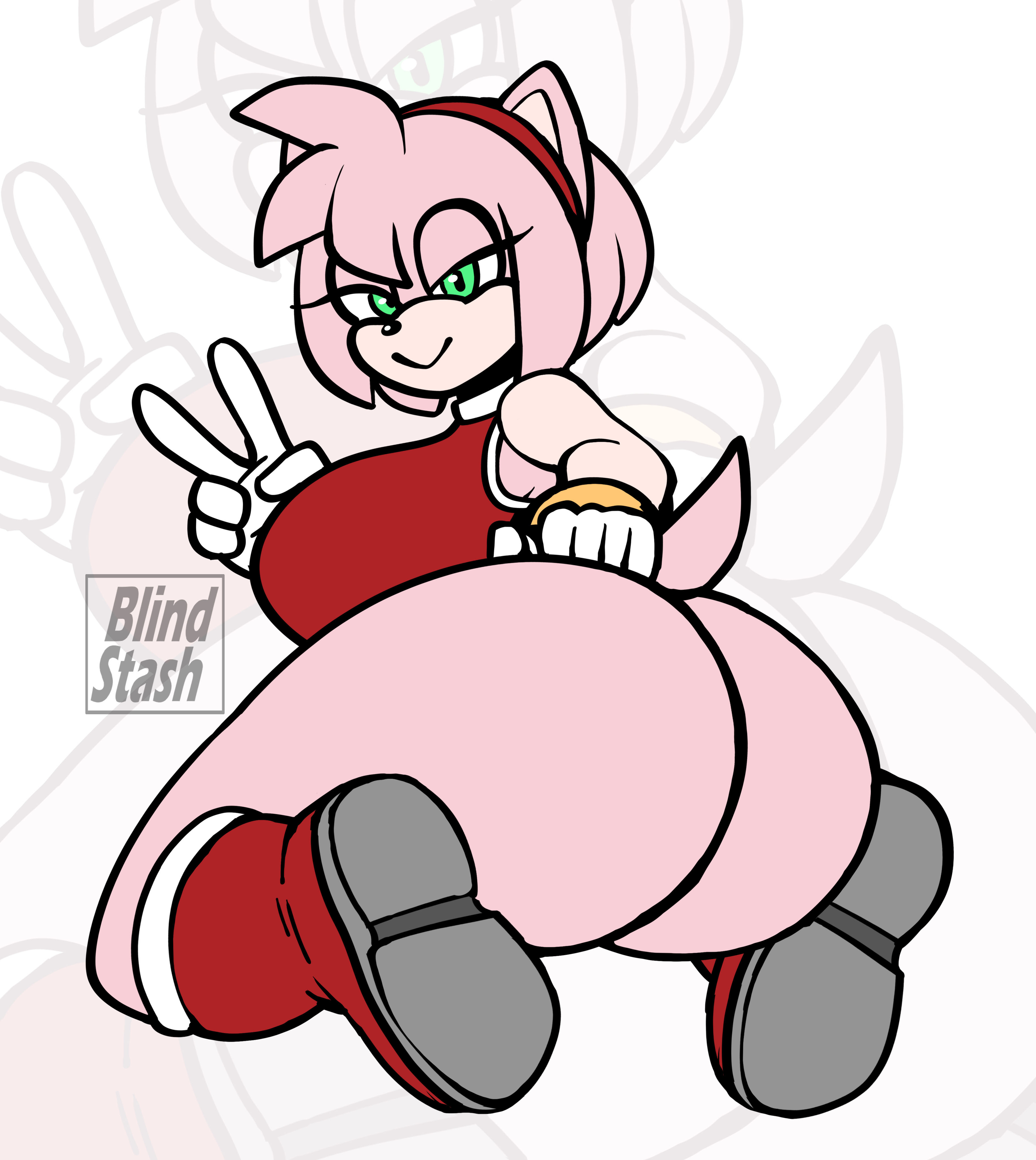 1girls, amy rose, ass, big ass, fanart, female, female only, jjackdemoi, sega, solo, sonic (series), sonic the hedgehog (series)