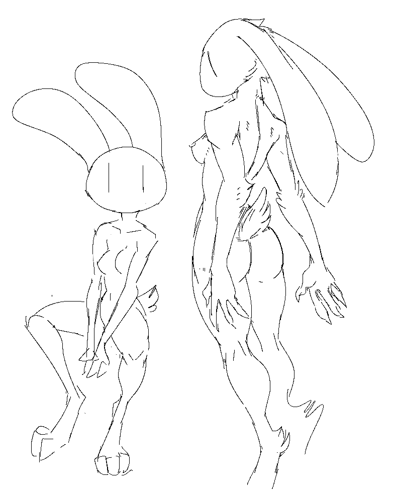 1girls 2017 anthro ass breasts female female_only fur guoh lagomorph mammal monochrome nipples nude paws rabbit rear_view ruby_(rq) ruby_quest simple_background sitting sketch solo standing white_background