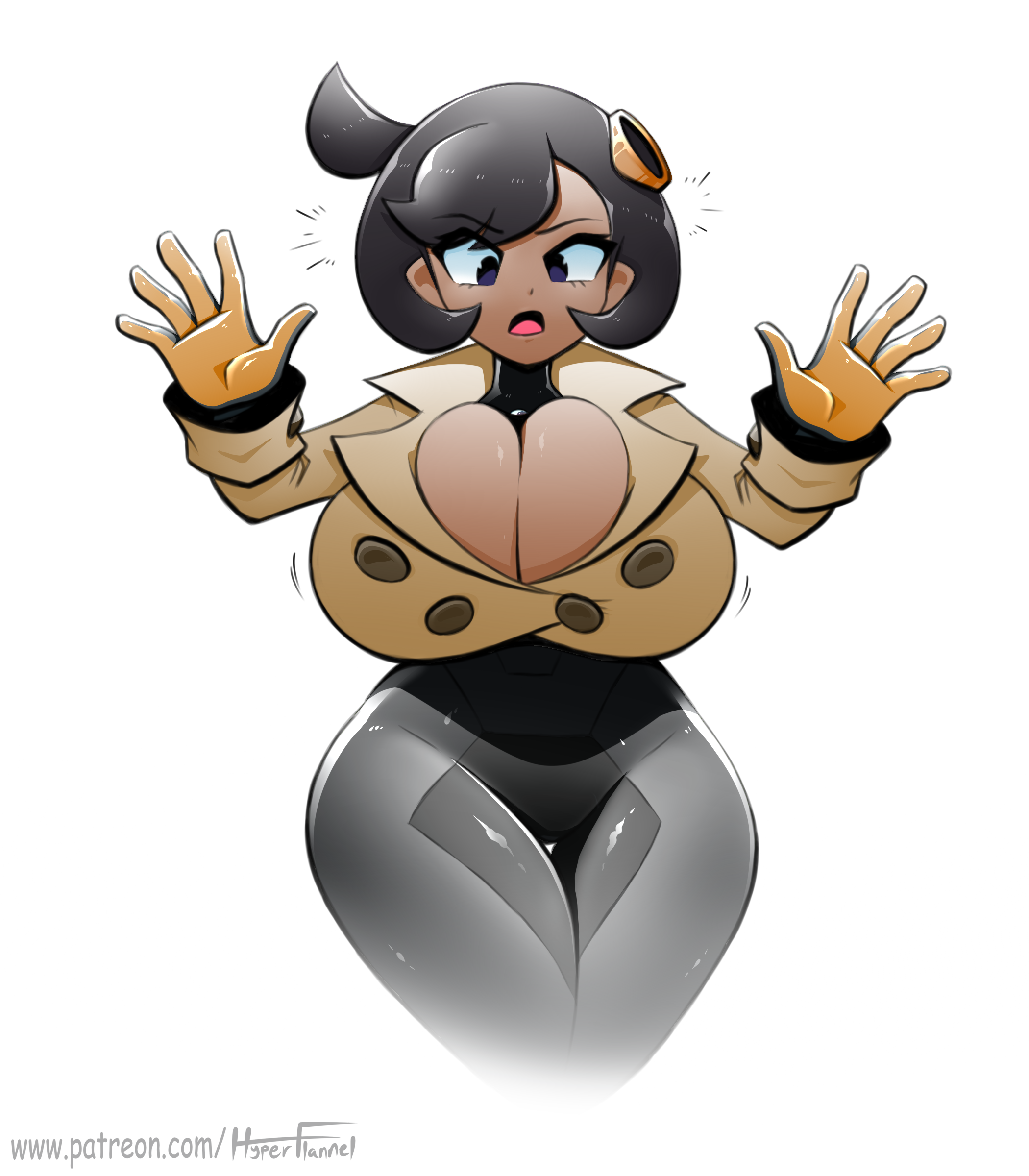 1girls, 2025, big breasts, bodysuit, breast expansion, cleavage, coat, emma (pokemon legends: z-a), emma (pokemon), huge breasts, hyperflannel, jacket, matiere (pokemon legends: z-a), matiere (pokemon), nintendo, png, pokemon, pokemon legends: z-a, solo, solo female, tagme, thick thighs, trenchcoat, wide hips