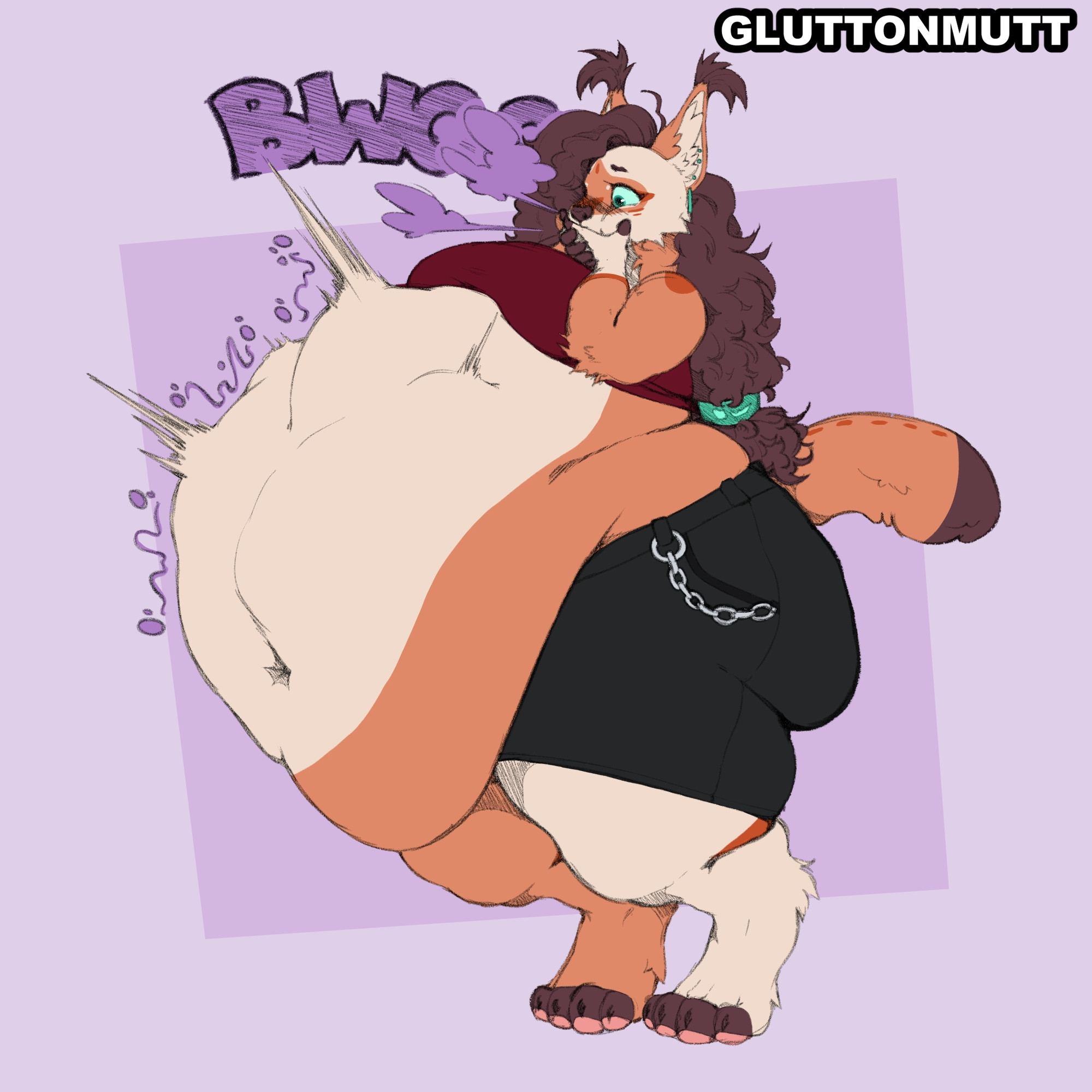 anthro, anthro only, bbw, big breasts, breasts, cleavage, furry, huge breasts, hyper, hyper belly, overweight, princesssamoyed, tagme, thick thighs, vore, vore belly, wide hips