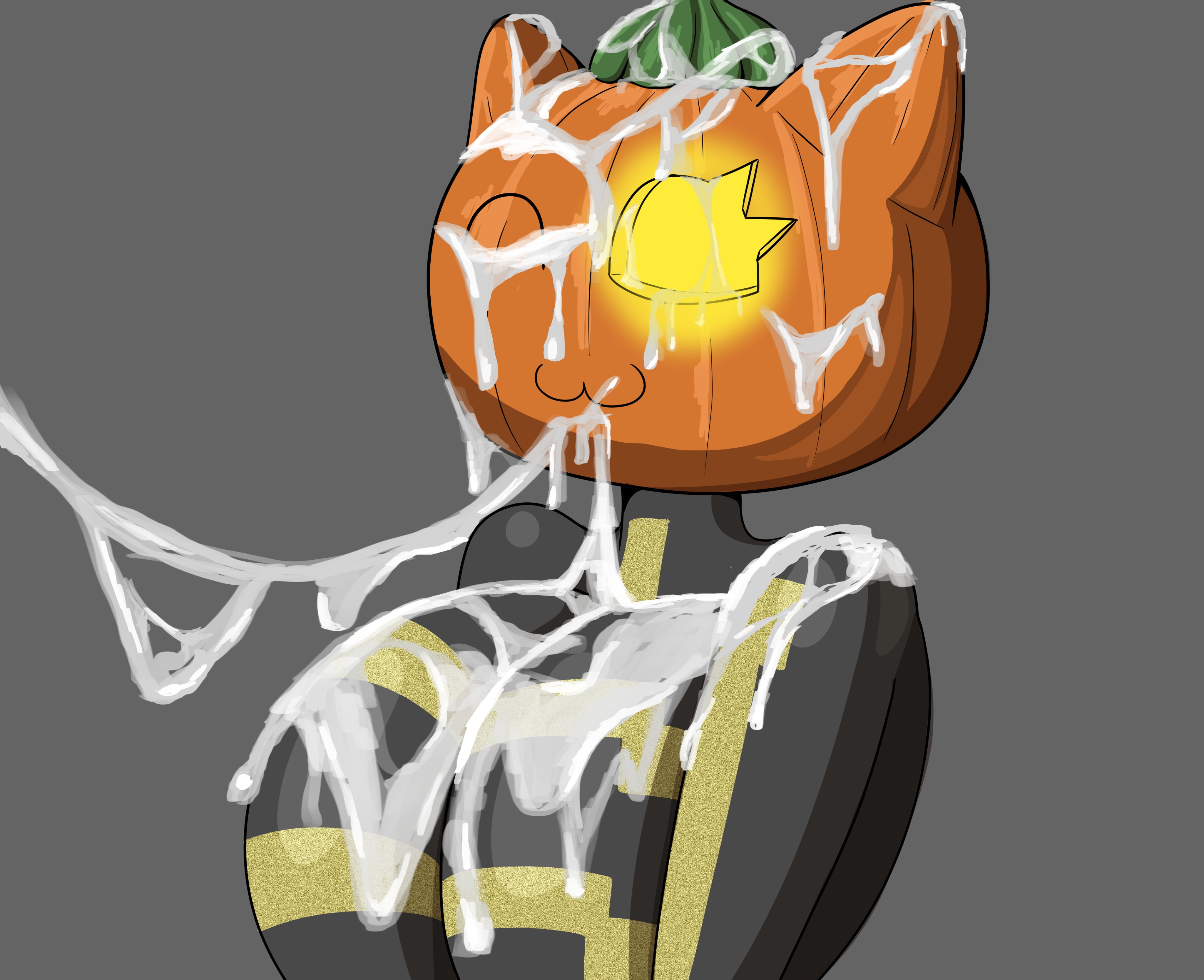 1girls, 2d, 2d (artwork), bukkake, curvaceous female, dripping cum, ejaculation, epic games, excessive cum, facial, female, female focus, female only, fortnite, hourglass figure, huge breasts, large breasts, leaking cum, pumpkin head, semen, spice (fortnite), toned, toned female, top heavy, yiomo