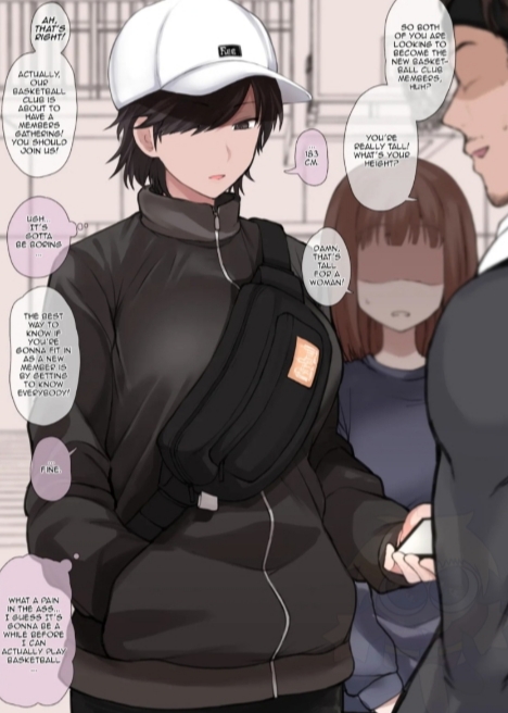 black hair, brown hair, comic, english text, imminent rape, milf, mr.rackham, speech bubble, stoic, terasu mc, tomboy