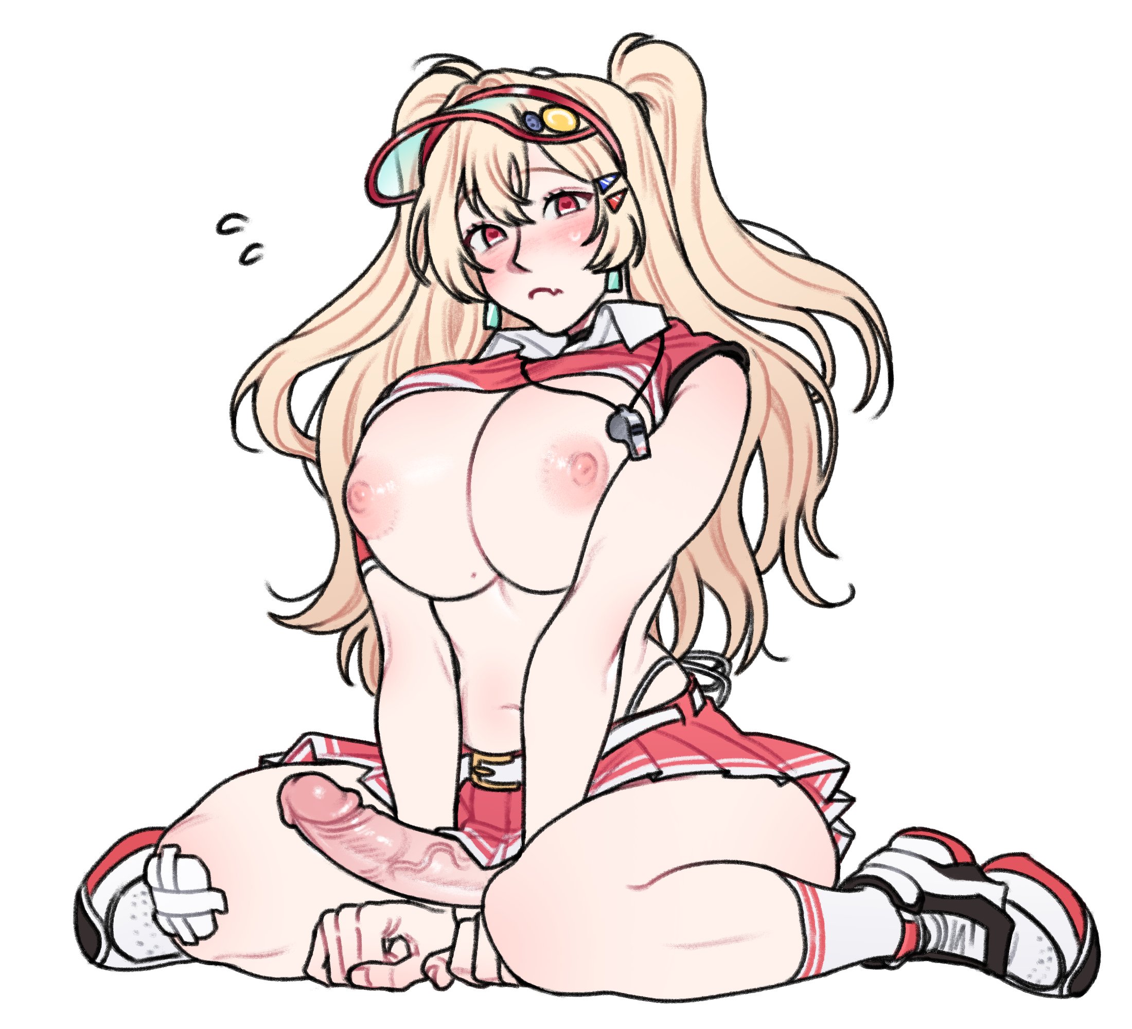 1futa, big breasts, breasts, clay (nikke), erect penis, erection, futanari, goddess of victory: nikke, huge breasts, penis, shirt up, tagme, yuriwomanfuta