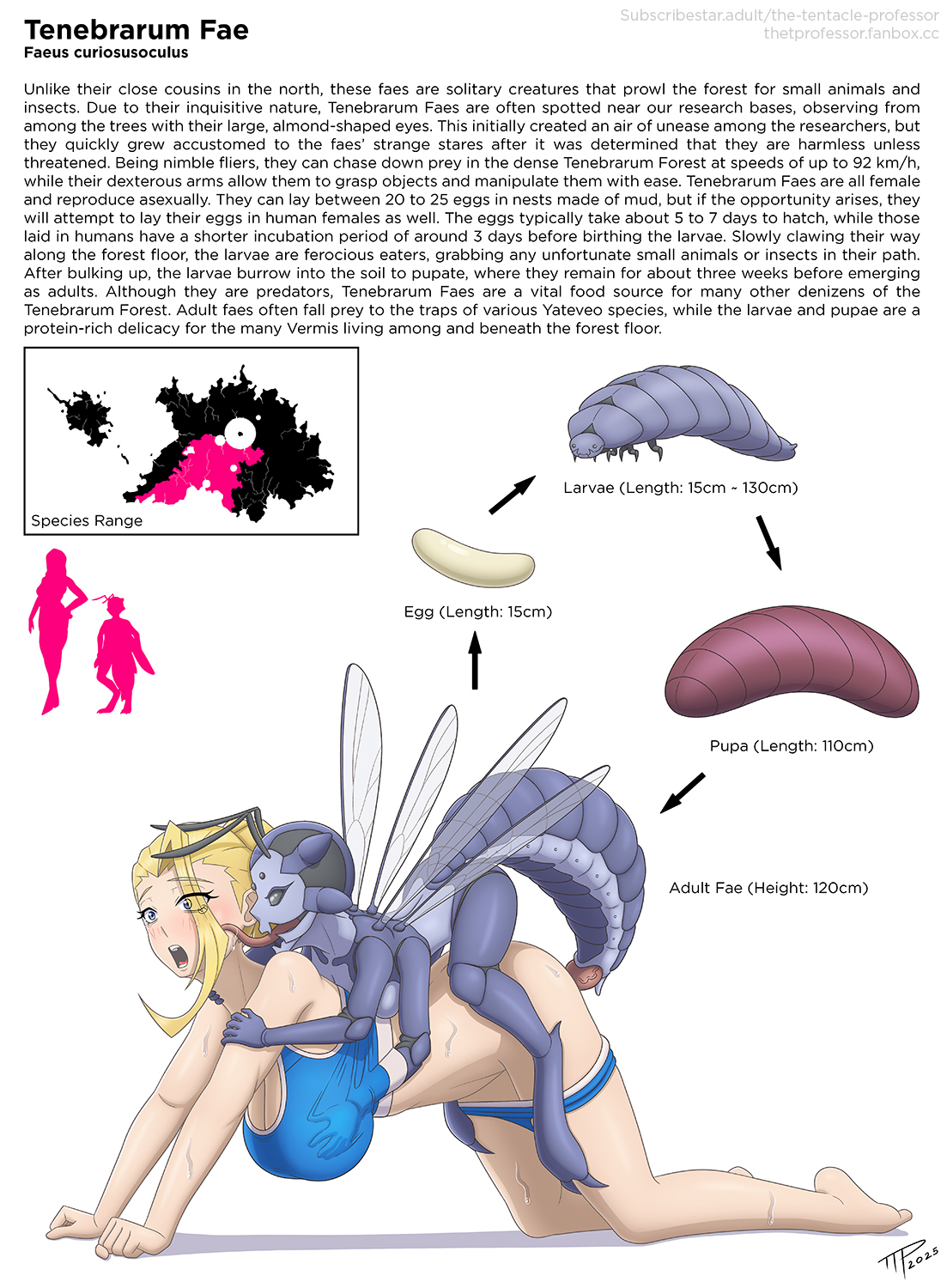 big breasts, blonde hair, breast grab, dr. elizabeth (ttp), egg, insect girl, insects, lore, original, original character, science fiction, scifi, the tentacle professor