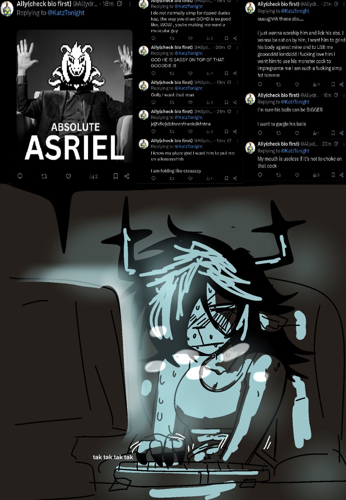 2025, anthro, antlers, cock hungry, computer, computer monitor, dark room, december holiday, deer, deer girl, deltarune, desktop, desperate for sex, desperation, dess holiday, electronics, female, female only, fur, furry, heavy breathing, horny, horny female, humor, katztonight, masturbation, night, sweat, twitter