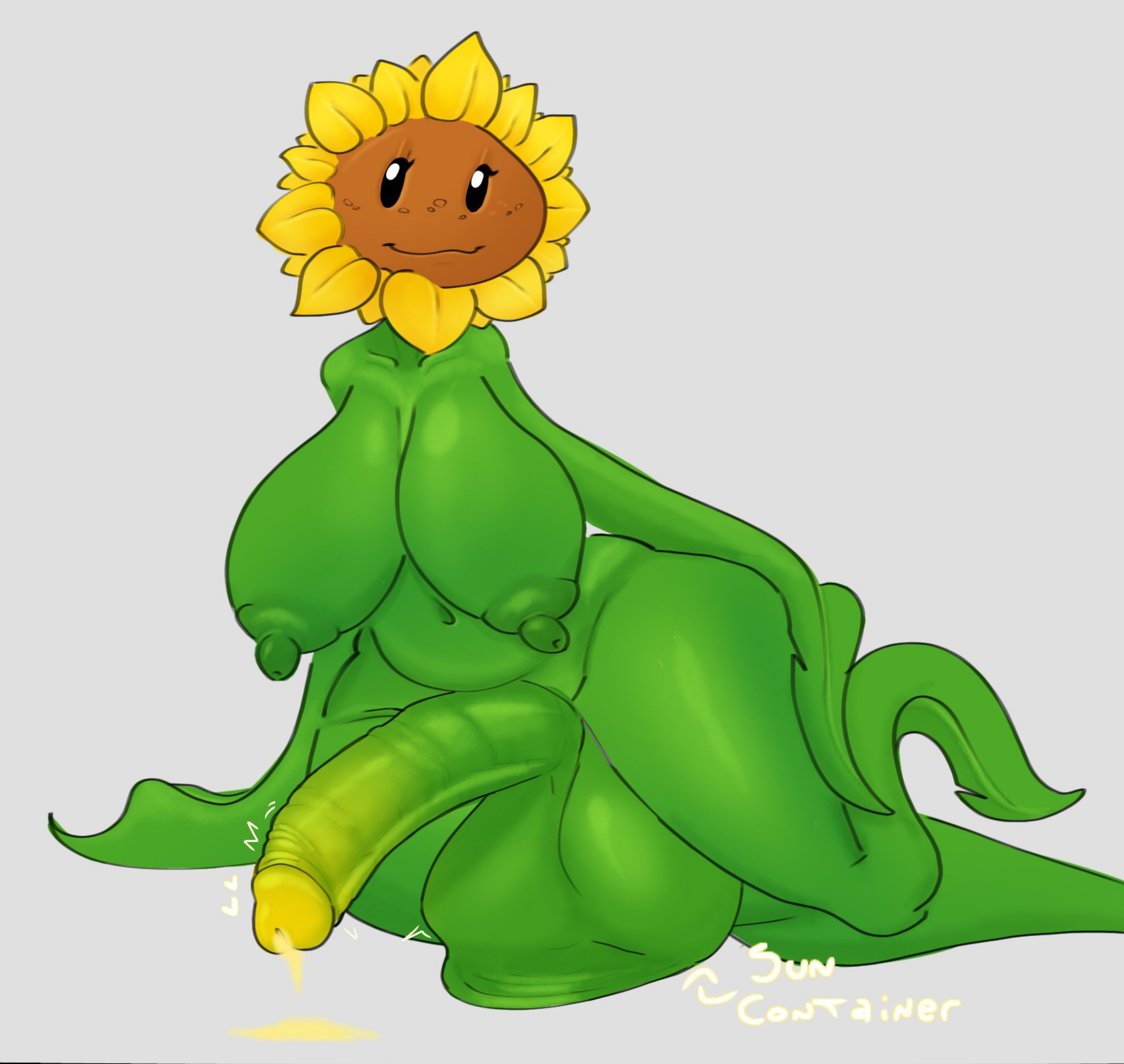 :3, 1futa, anthro, anthro character, balls, breasts, cum, dickgirl, electronic arts, flora fauna, full balls, futa, futa only, mapuliart, penis, plant girl, plant humanoid, plantie, plants vs zombies, popcap, popcap games, precum, pvz, sitting, solar flare (pvz), sun (pvz), sunflower (pvz), unusual cum, video game, video game character