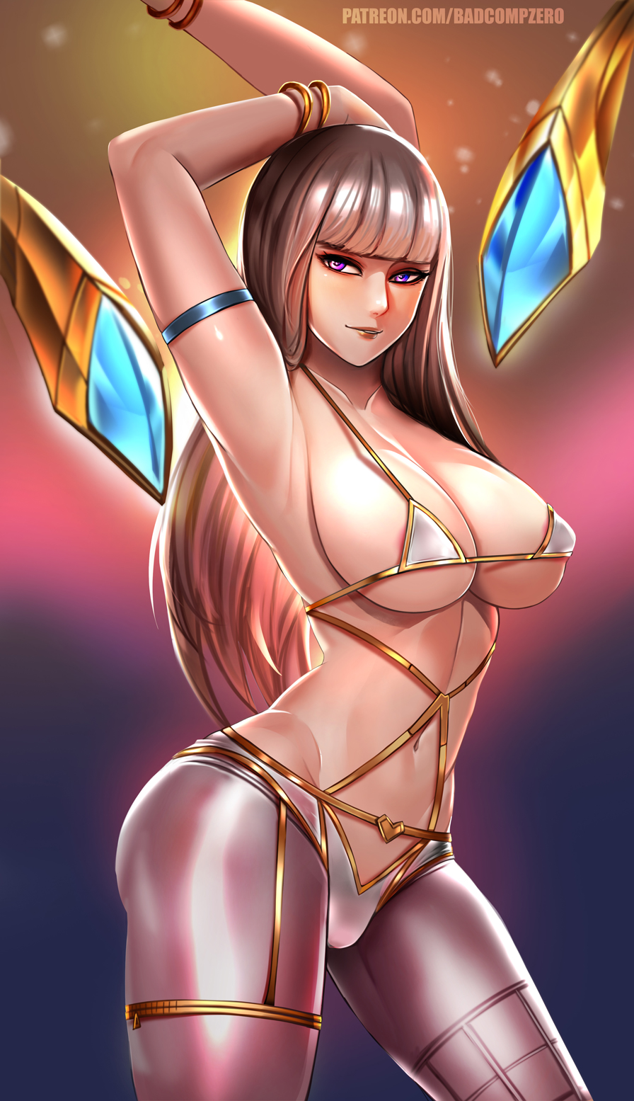 badcompzero big_breasts breasts cleavage female female_only k/da_kai'sa_prestige_edition k/da_series kai'sa large_breasts league_of_legends lipstick looking_at_viewer prestige_skin solo