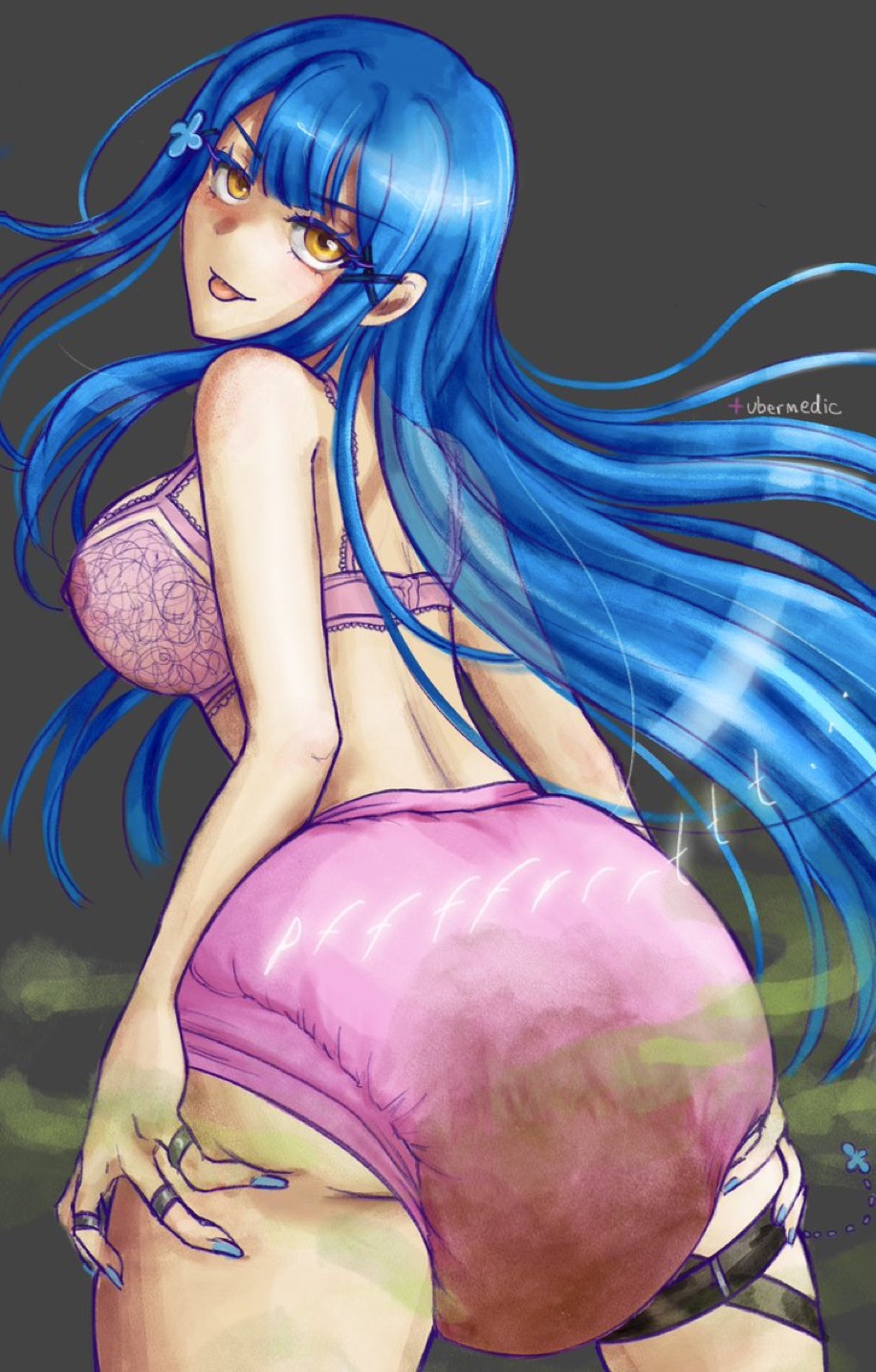 blue hair, diaper, diaper fetish, messy, messy diaper, ubermedic666