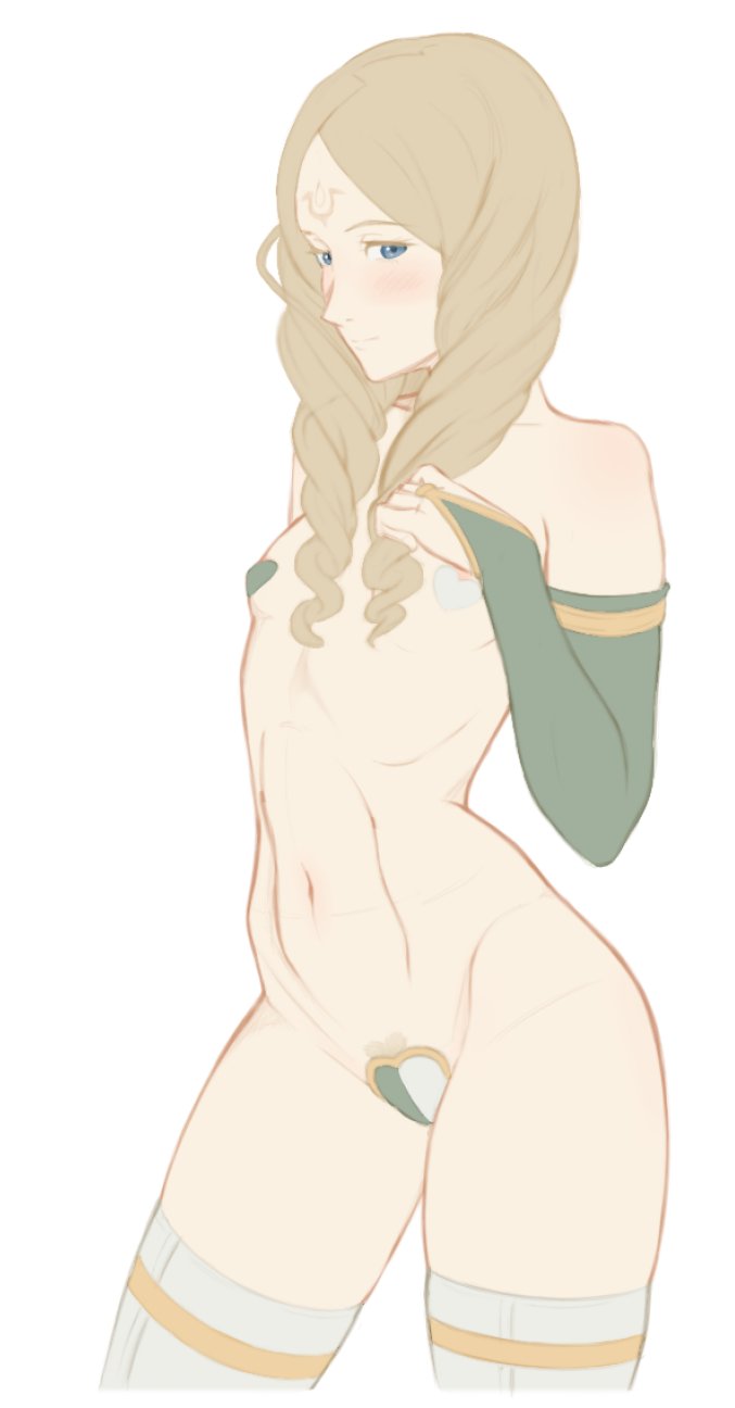 1girls blonde_hair blush eizio emmeryn_(fire_emblem) female fire_emblem fire_emblem_awakening nintendo nipple_pasties nude pasties small_breasts solo