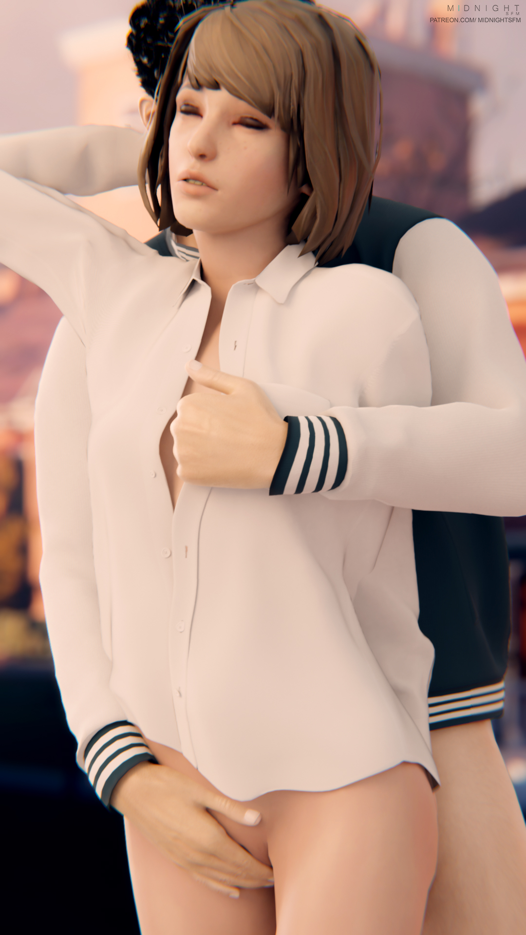 3d, brown hair, female, groping, life is strange, male, max caulfield, midnightsfm, no panties, pussy, shirt, short hair
