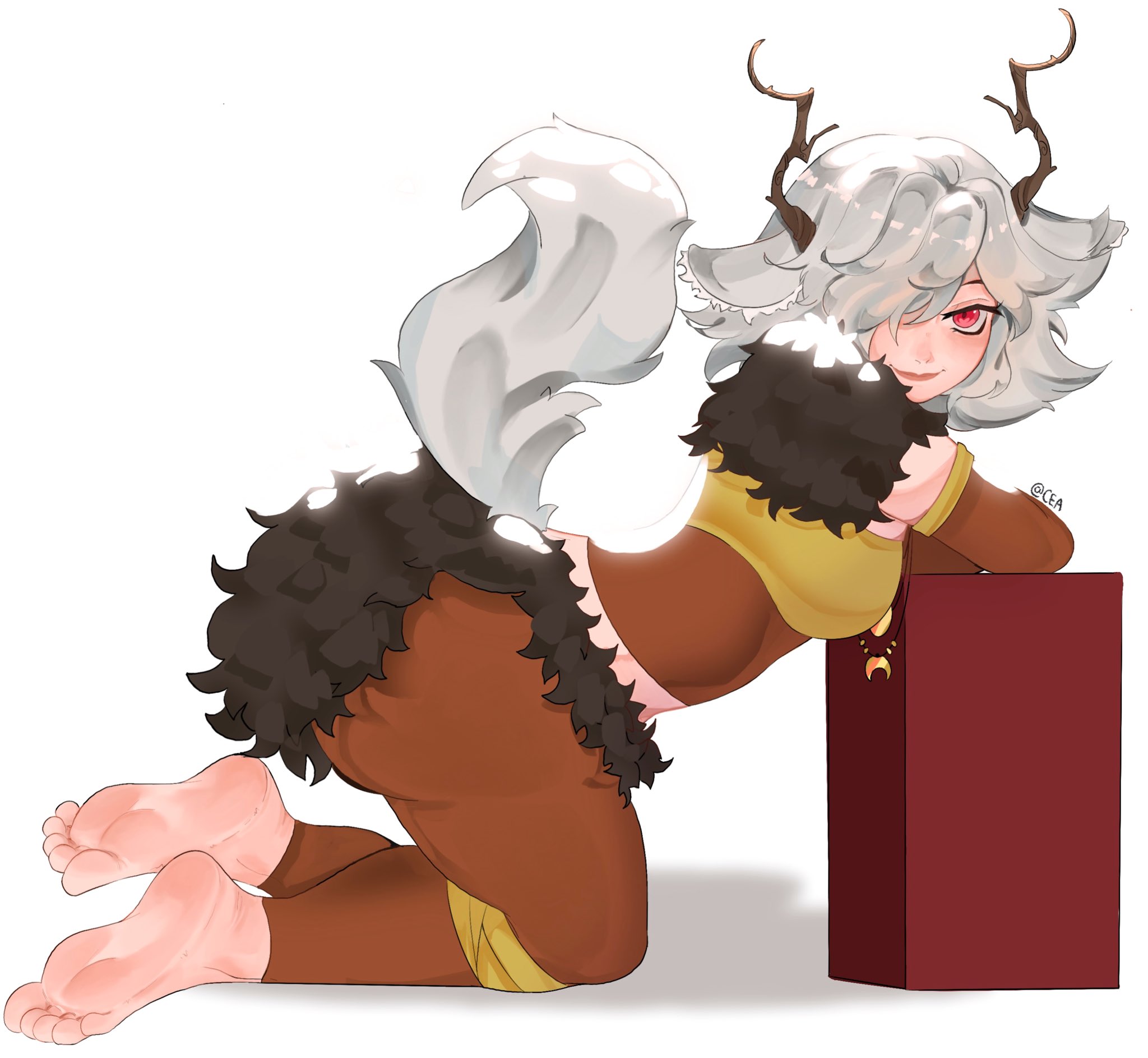 clothed, cyadraws, feet, female, solo, spooky's house of jump scares, spooky's jump scare mansion, tirsiak, white hair