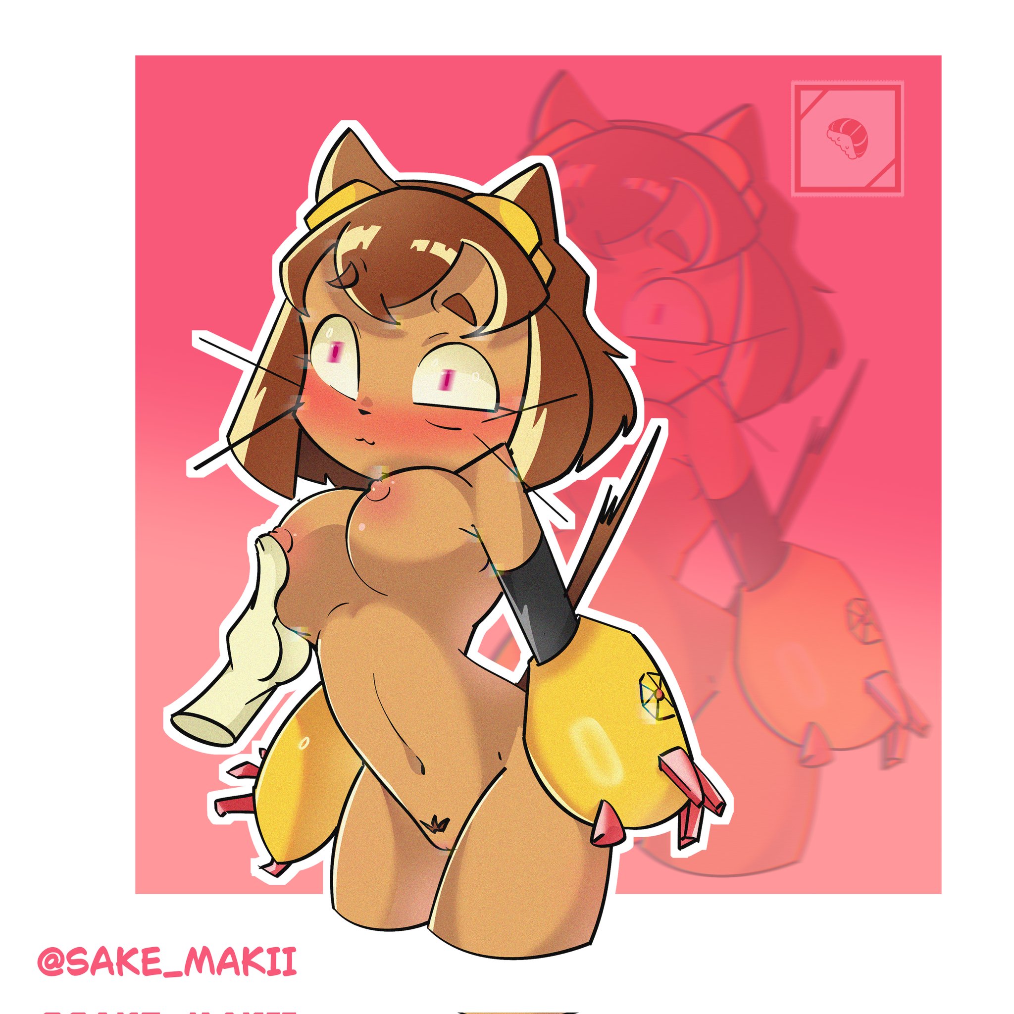 animal ears, animal tail, big nipples, brown fur, brown hair, brown skin, cat girl, cat humanoid, cat tail, catgirl, completely nude, curvaceous, curvaceous female, curvaceous figure, curvy, curvy figure, curvy hips, female, female focus, female only, furry, furry female, furry only, gameoverse, glitch productions, juicy pussy, kit (gameoverse), kit bodega, kit bodega (gameoverse), naked, naked female, nipples, nude, nude female, pubic hair, pussy, pussy juice, sake makii, short hair