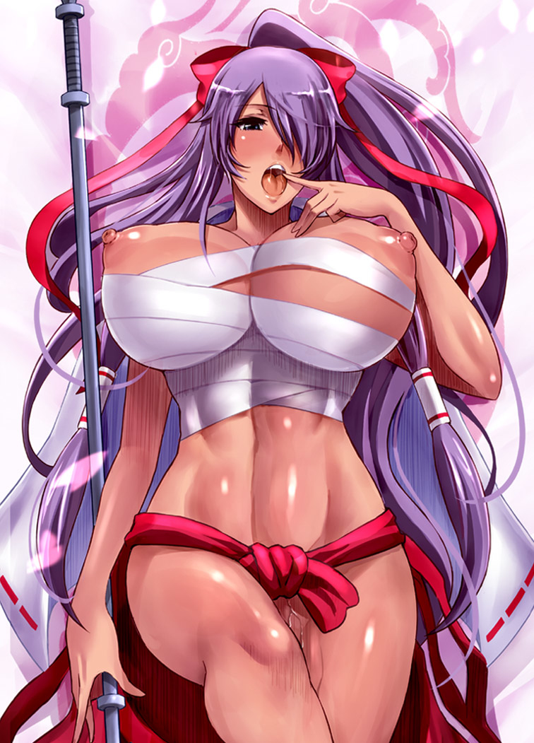 breasts, female, haikawa hemlen, huge breasts, ikkitousen, image sample, kanu unchou, long hair, open mouth, pixiv sample