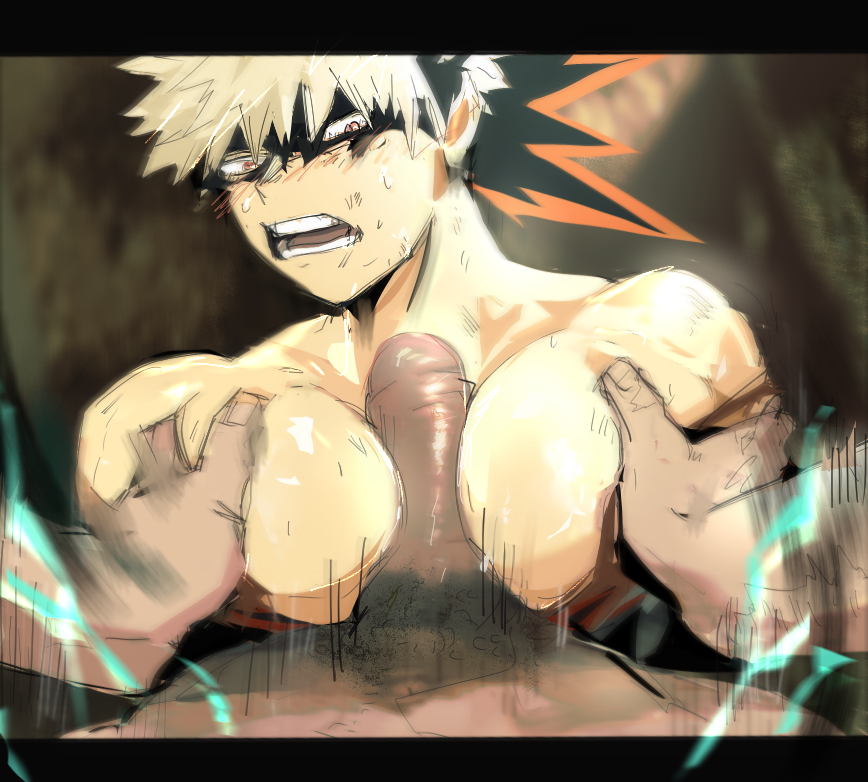 2boys, bakugou katsuki, boku no hero academia, darkline, gay, izuku midoriya, katsuki bakugou, male, male only, male/male, my hero academia, naked, naked male, paizuri, penis, pubic hair, yaoi