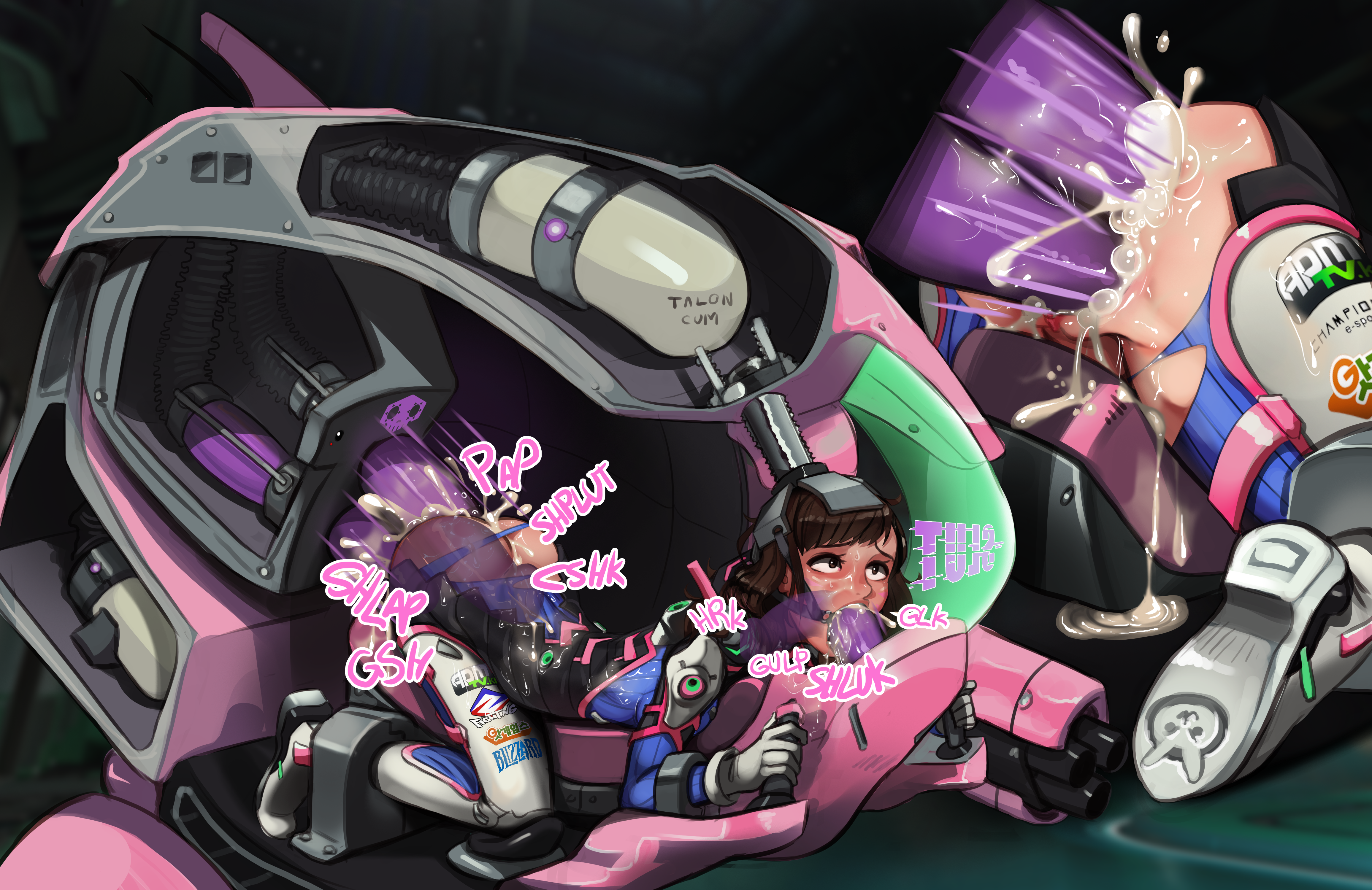 anal, artificial insemination, ass, bondage, cross section, cum, cum explosion, cum in ass, cum in mouth, cum in pussy, cum inside, cum overflow, d.va, deepthroat, dildo in mouth, excessive cum, female, female only, from behind, fucking machine, hacking, meka, overwatch, polyle, pussy, rape, restrained, sex machine, side view, solo, tokki (overwatch), torn clothes, triple penetration, vaginal penetration