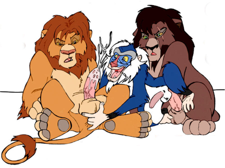 3boys anal anal_fingering anal_sex balls colored cum cum_in_ass cum_inside cum_on_balls disney erection feline feral fingering furryrevolution gay group kovu lion male male_only mammal mandrill monkey penetration penis primate rafiki sex simba simple_background the_lion_king yaoi