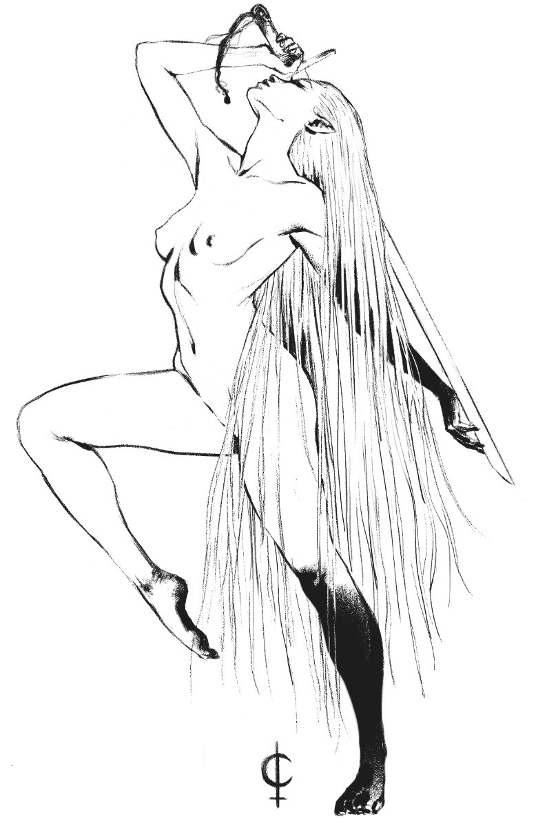 1girls armpits artist_request black_and_white breasts closed_eyes dancer dancing dark_elf drow dungeons_and_dragons eilistraee elegant elf elf_female eyes_closed female forgotten_realms goddess long_hair long_legs navel nipples nude small_breasts sword thighs very_long_hair white_hair