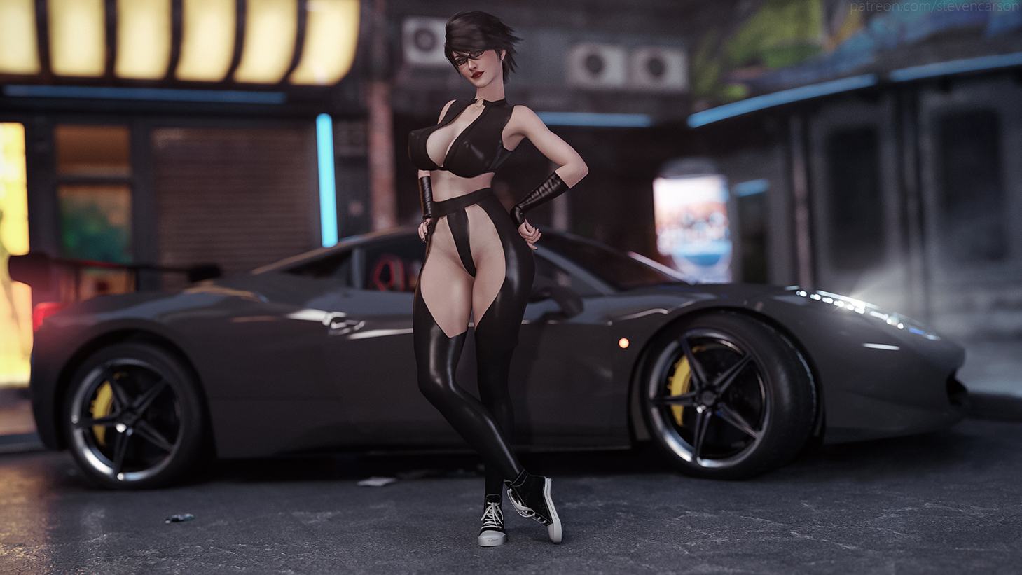 3d, bayonetta, bayonetta (character), bayonetta 2, big breasts, breasts, cleavage, female, female only, large breasts, looking at viewer, solo, stevencarson