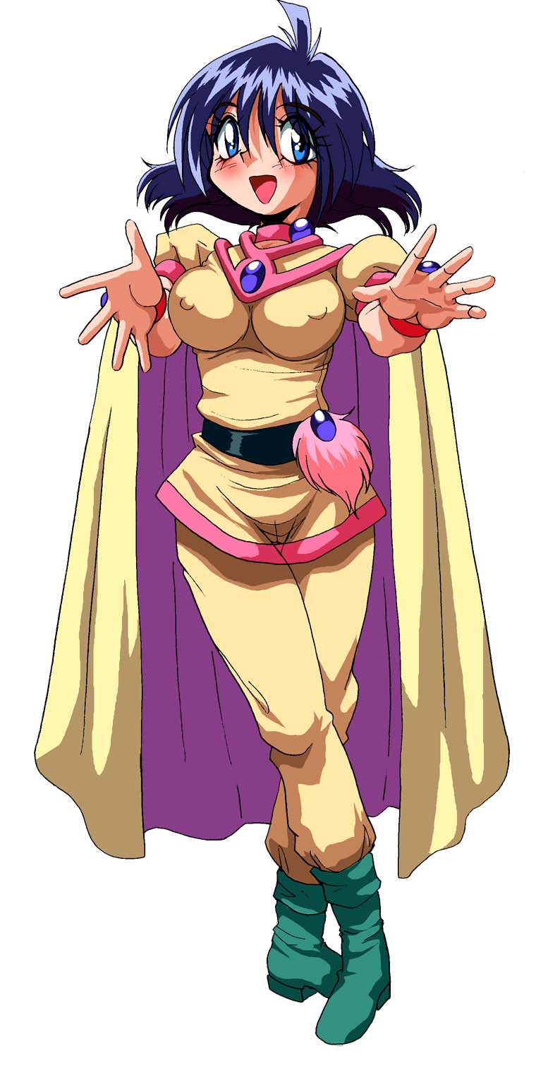 1990s 1998 1girls 20th_century amelia_wil_tesla_seyruun breasts eyeball_(artist) female female_only human large_breasts nipple_bulge pale-skinned_female pale_skin princess purple_hair short_hair slayers solo sorceress tagme