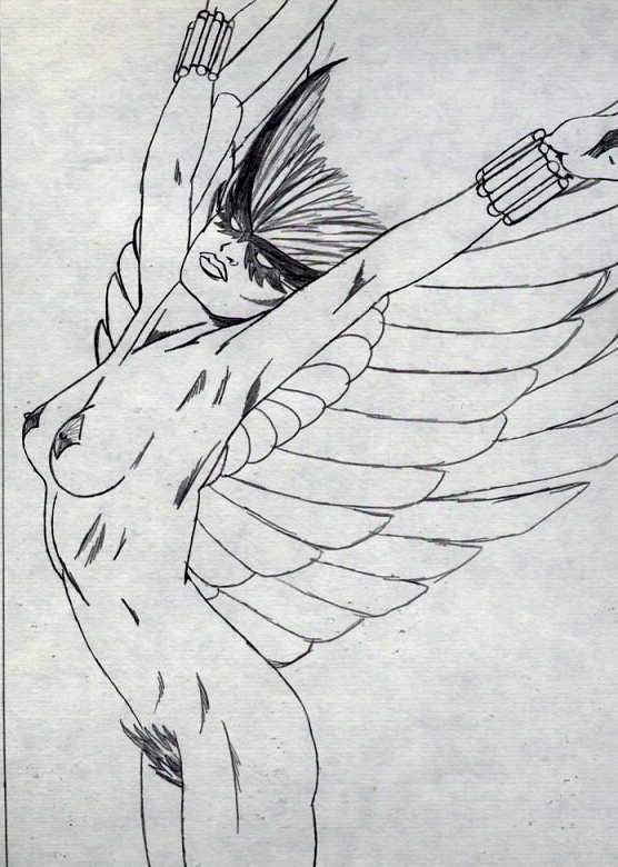 1girls areola artist_request bottomless bracelets breasts deathbird female female_only marvel mask monochrome navel nipples nude pubic_hair solo tagme wings x-men