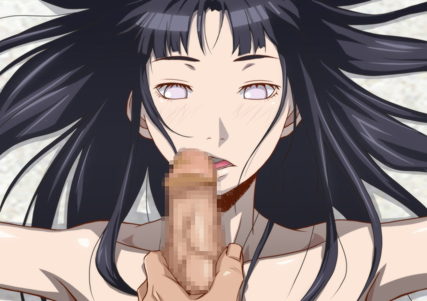 1boy, 1girls, black hair, black-haired female, blue hair, boruto: naruto next generations, censored, erection, faceless male, fellatio, female, hyuuga hinata, kyabakurabakufu, long hair, male, naked, naruto, naruto (series), naruto shippuden, nude, oral, penis, pov, purple eyes, sex, straight, tan skin