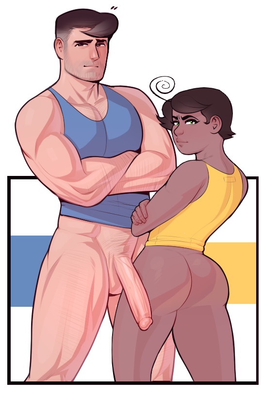 1boy 1girls 2017 arms_crossed arms_crossed_under_pecs big_ass big_penis bottomless bottomless_female bottomless_male crossed_arms dark-skinned_female dark_skin female fruit_basket_(jamesab) height_difference jamesab larger_male light-skinned_male looking_at_viewer looking_back male michael_brooks_(jamesab) original_character pale-skinned_male pale_skin penis tara_mankai_(jamesab) tomboy