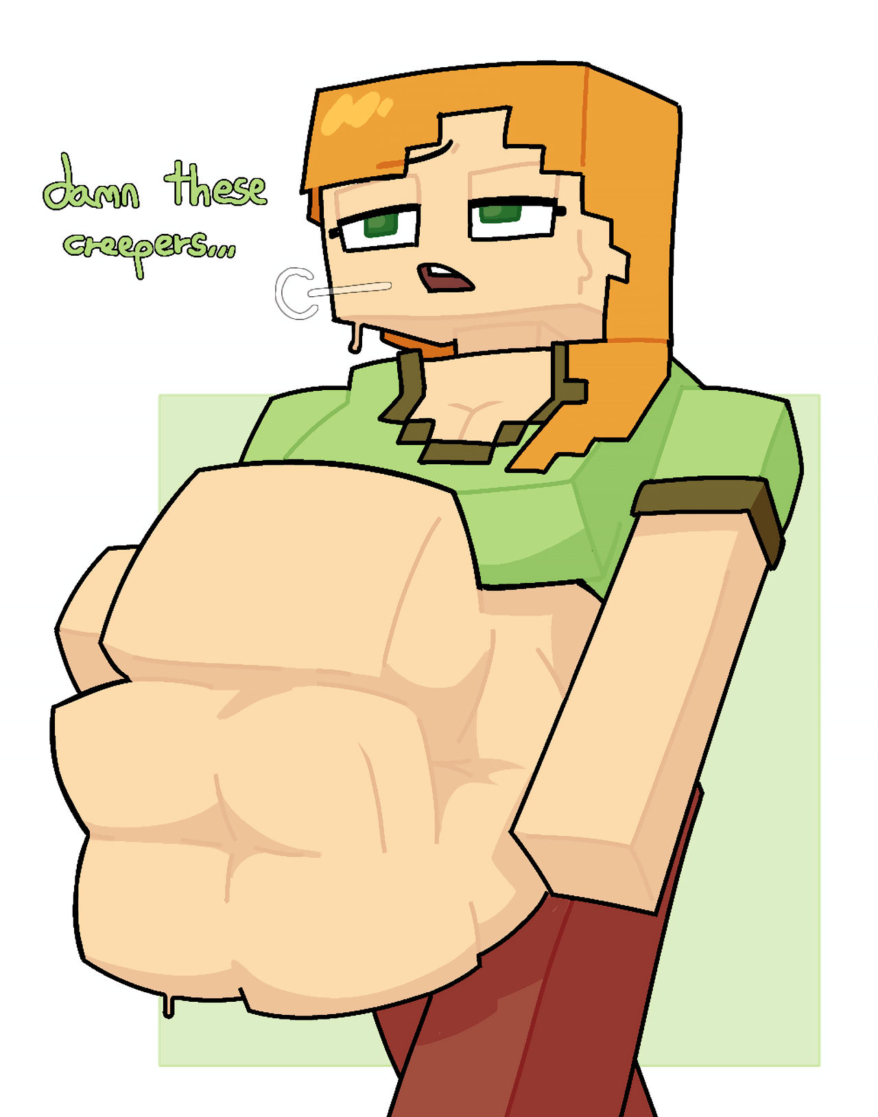 1girls, alex (minecraft), creeper, female, minecraft, tagme (artist), vore