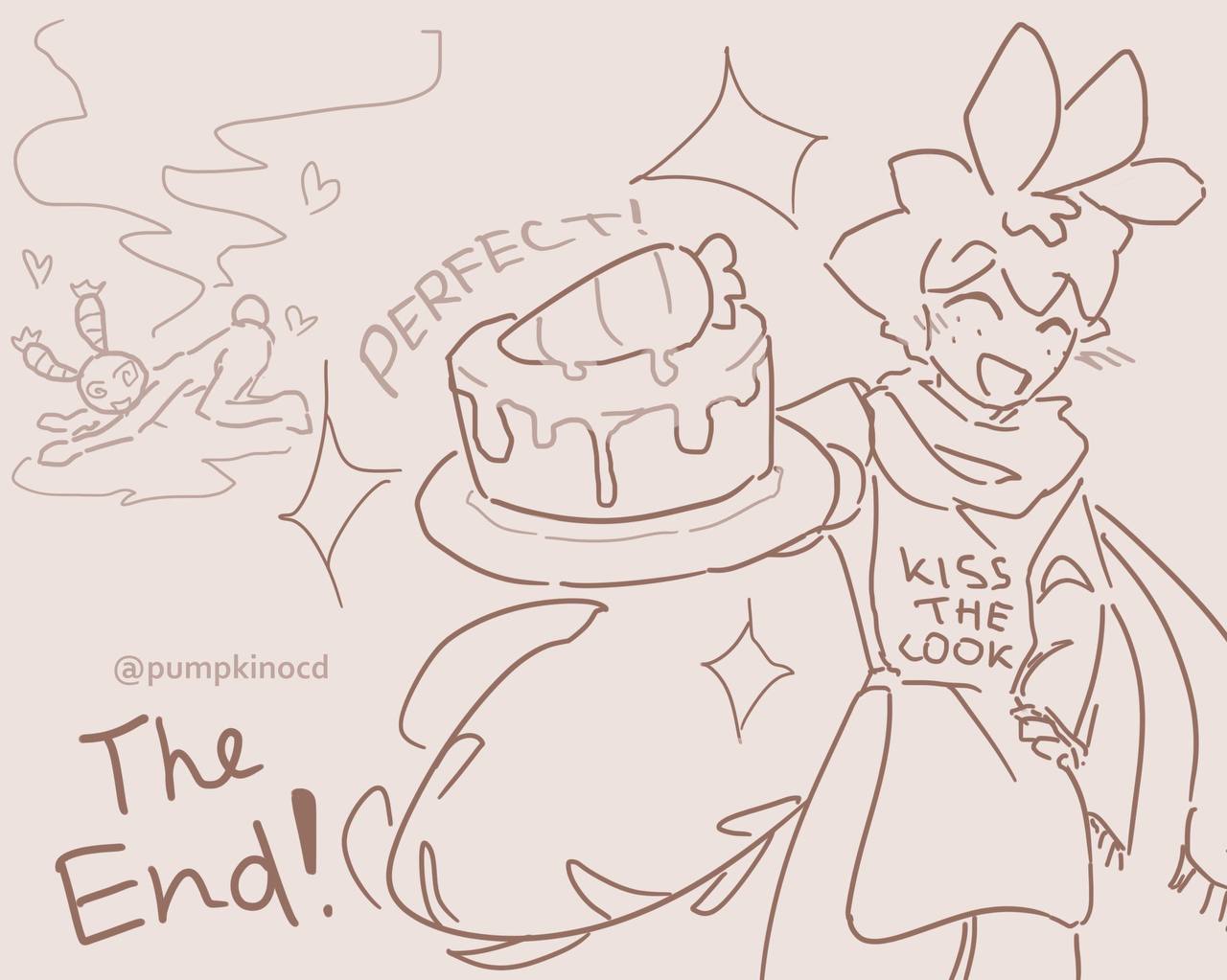 <3, 2anthro, 2boys, after sex, anthro/anthro, apron, ass up face down, balloon ears, blush, blushcrunch studio, blushing, bunny tail, cake, carrot cake, clothed male, comic, comic page, dandy's world, dandys world, english text, face down ass up, food, for a head, freckles, freckles on face, funny bunny looey, gay, heart, heart symbol, hypnotic eyes, leaf hair, leaf tail, looey (dandy's world), male/male, no color, nude male, object head, pumpkinocd, roblox, scarf, sparkles, sprout (dandy's world), steam, toon (dandy's world), video games, yaoi