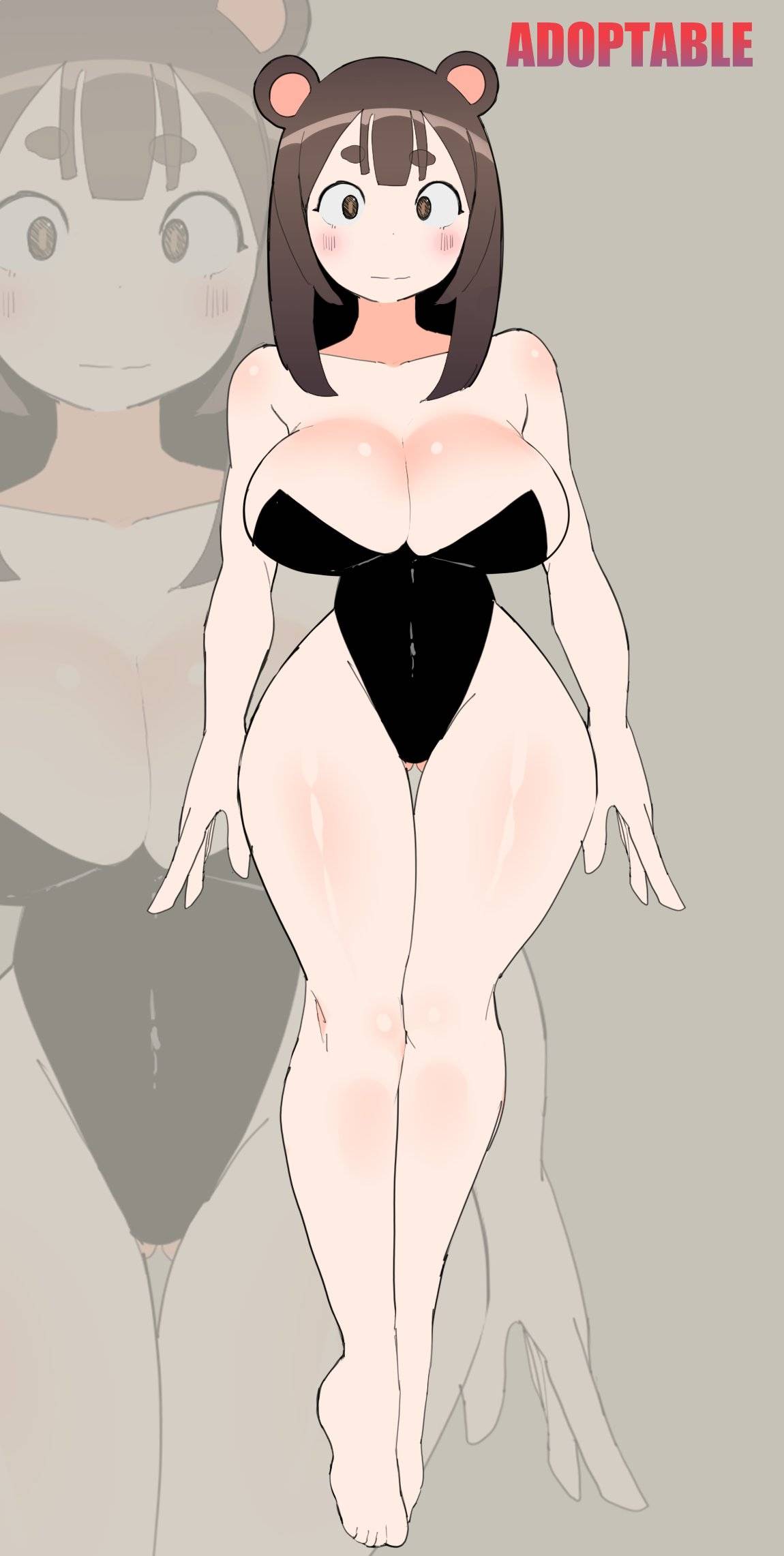 1girl 1girls akisas99 animal_ears background bare_arms bare_calves bare_chest bare_hands bare_hips bare_knees bare_legs bare_shoulders bare_skin bare_soles bare_thighs bare_toes barefoot big_boobs big_breasts black_leotard black_topwear breasts brown-eyed_female brown-haired_female brown_background brown_eyebrows brown_eyes brown_hair bursting_breasts busty busty_female busty_girl curvaceous curvaceous_body curvaceous_female curvaceous_figure curvaceous_hips curvaceous_thighs curvy curvy_body curvy_female curvy_figure curvy_hips curvy_thighs exposed_arms exposed_chest exposed_hips exposed_legs exposed_shoulders exposed_skin exposed_thighs exposed_toes eye-level_view from_front front_view full_body_view hourglass_figure large_boobs large_breasts lean_figure leotard monotone_background narrow_waist no_shoes oc one_color_background original original_art original_artwork original_character original_female_character plain_background slender_body slender_waist slim_female slim_waist solid_color_background topwear wasp_waist wide_hips
