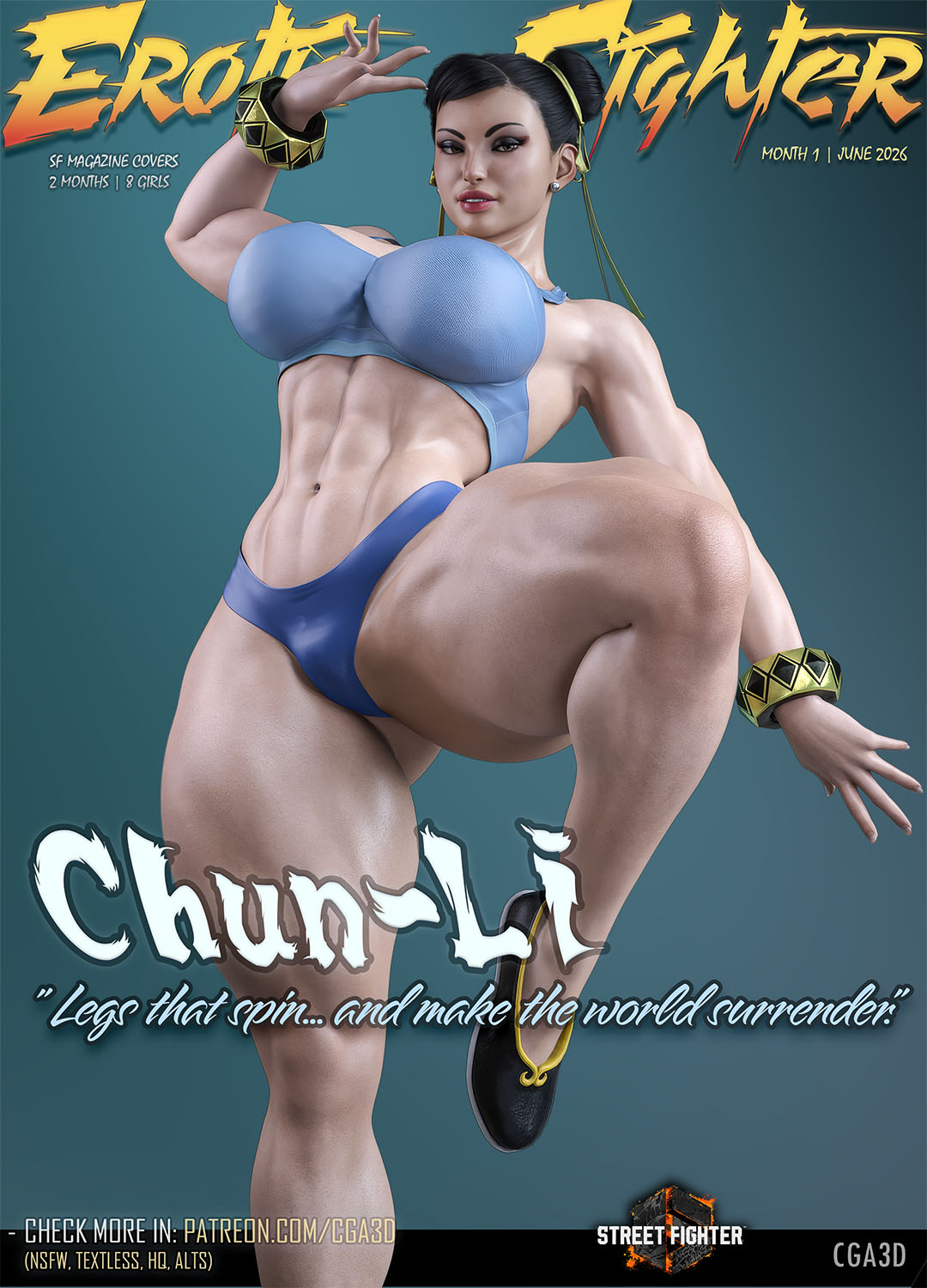 1girls, 3d, abs, ass, big ass, big breasts, bracelets, breasts, bubble ass, bubble butt, capcom, cga3d, chun-li, chun-li (street fighter 6), curvaceous, curvy female, curvy figure, erotichris, female, female only, huge ass, huge breasts, large ass, large breasts, magazine, magazine cover, mature female, milf, patreon username, pixiv username, solo, street fighter, street fighter 6, thick ass, thick thighs, toned, toned legs, voluptuous, voluptuous female, wide hips