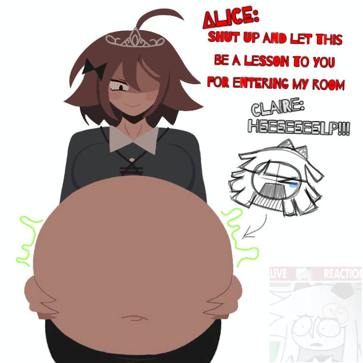 2girls, alice (fundamental paper education), big belly, claire (fundamental paper education), fundamental paper education, oliver (fundamental paper education), vore, vore belly