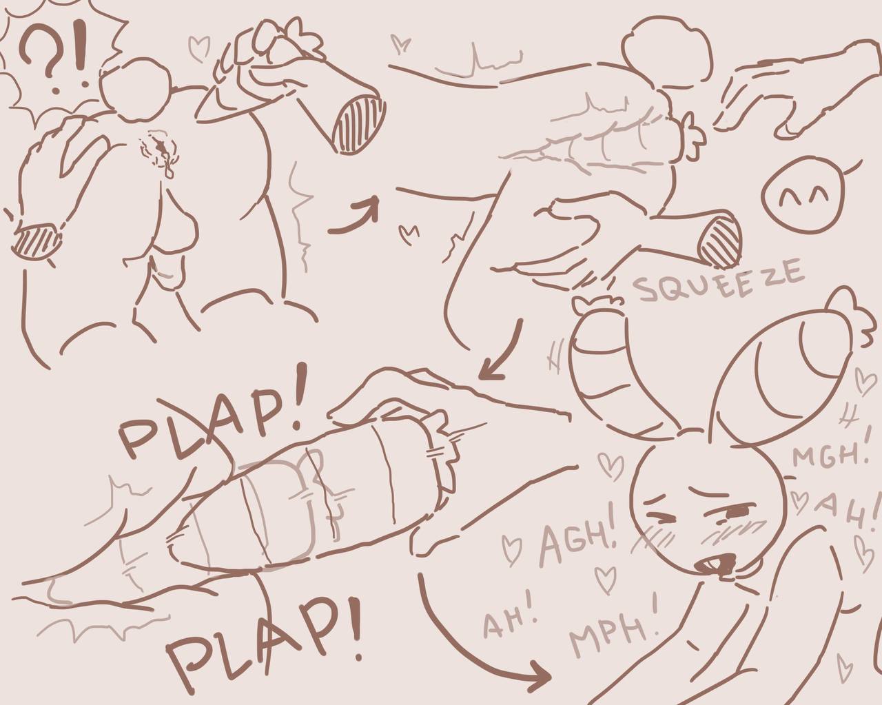?!, 2anthro, 2boys, anal insertion, anthro/anthro, arrow (symbol), ass focus, ass up, balloon ears, blush, blushcrunch studio, blushing, buckteeth, bunny tail, carrot, comic, comic page, dandy's world, dandys world, english text, food, food fetish, food in ass, food play, for a head, funny bunny looey, gay, inside view, leaking anus, leaning forward, looey (dandy's world), looking back, male/male, moan, moaning, motion lines, no color, object head, object in ass, object insertion, on knees, out of frame male, pumpkinocd, roblox, speech bubble, sprout (dandy's world), squeezing, squeezing thigh, toon (dandy's world), tremble spikes, video games, x-ray, yaoi