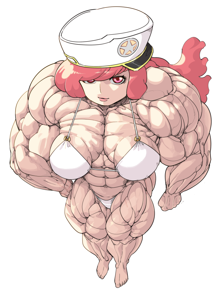 abs bikini bleach bleach:_the_thousand-year_blood_war co-opvillain extreme_muscles from_above hyper_muscle large_breasts long_hair meninas_mcallon muscle muscular_female pink_eyes pink_hair wandenreich