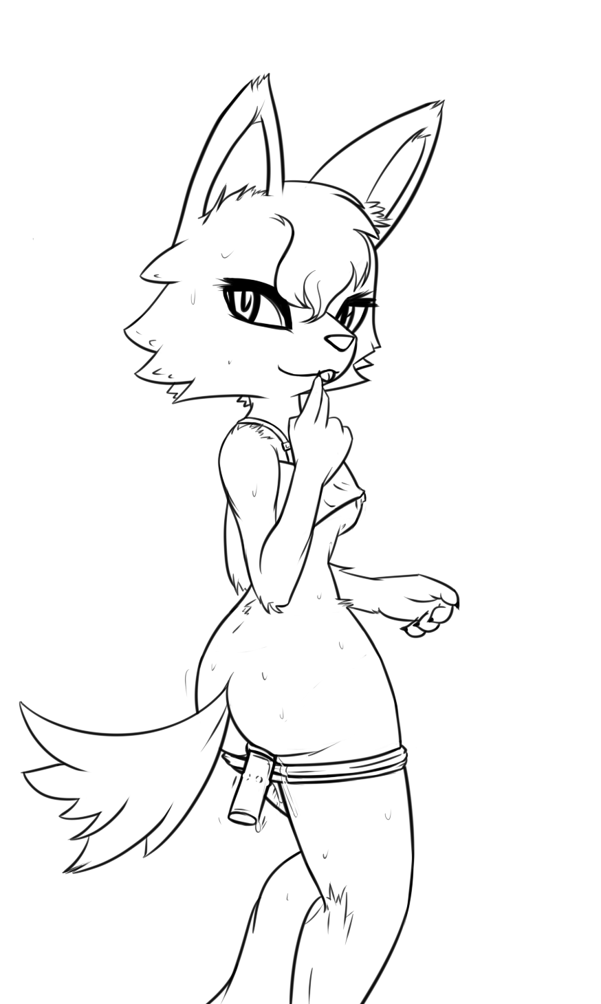 1girls 2015 animal_crossing anthro arctic_wolf ass back big_ears bottom_heavy breasts canine claws clothed clothing damn_lasso_tool female female_only finger_over_mouth fur furry hair line_art looking_back mammal masturbation midriff monochrome nintendo nipples pants_down partially_clothed penetration pussy_juice sex_toy shirt shirt_up shorts simple_background small_breasts smile solo source_request standing sweat tail tank_top thick_thighs tongue tongue_out vaginal_masturbation vaginal_penetration vibrator video_games wet white_background whitney_(animal_crossing) wide_hips wolf