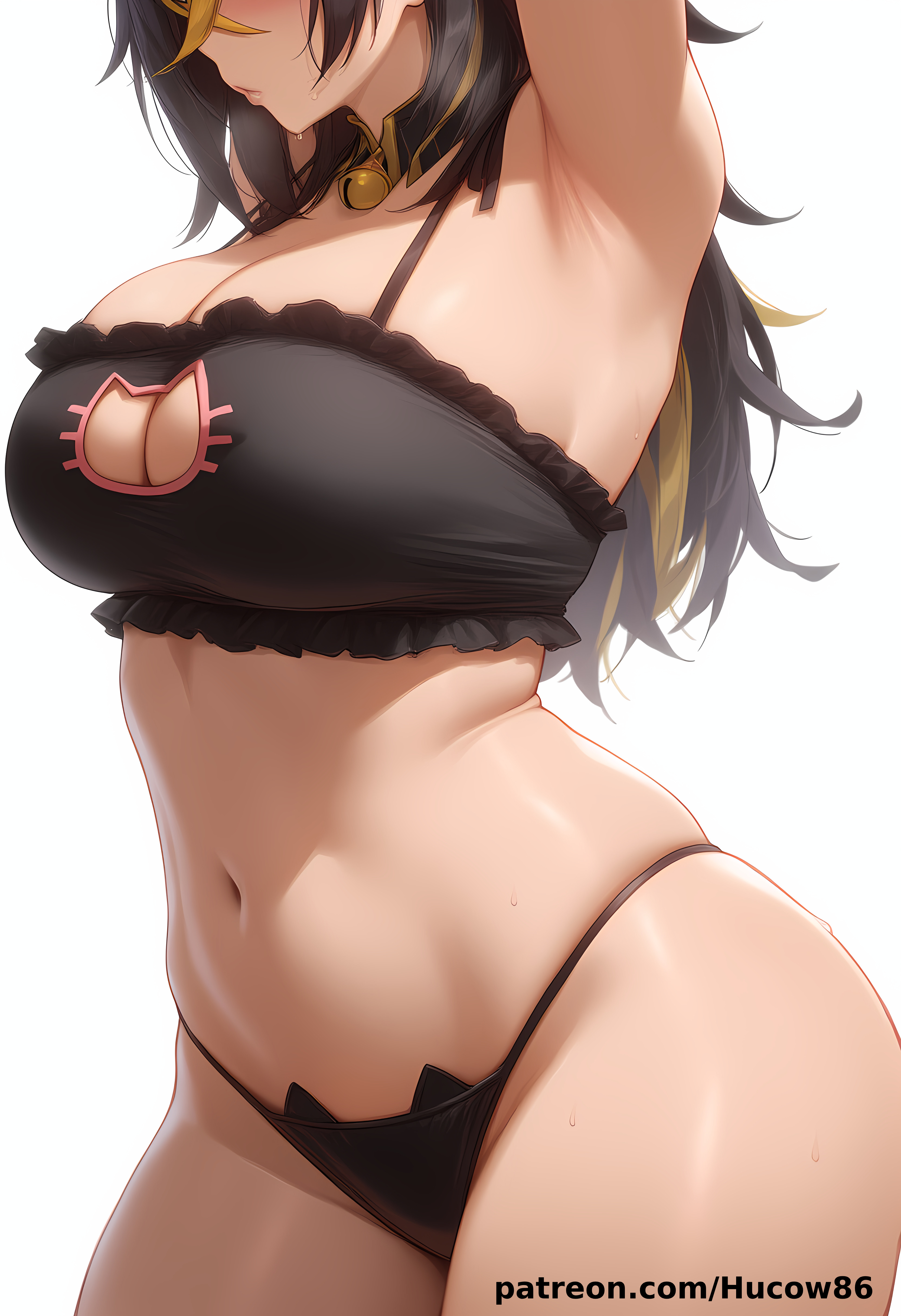 absurdres, ai generated, armpits, ass, big ass, big breasts, breasts, cat lingerie, curvaceous, curvy, curvy figure, dark skin, dark-skinned female, dehya (genshin impact), female, female focus, female only, genshin impact, hucow86, lower body, sumeru girls, upper body, voluptuous, voluptuous female
