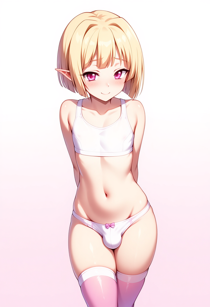 1boy, ai generated, femboy, gasper vladi, high school dxd, light skin, light-skinned male, male, male only, penis, solo, thighs, trap